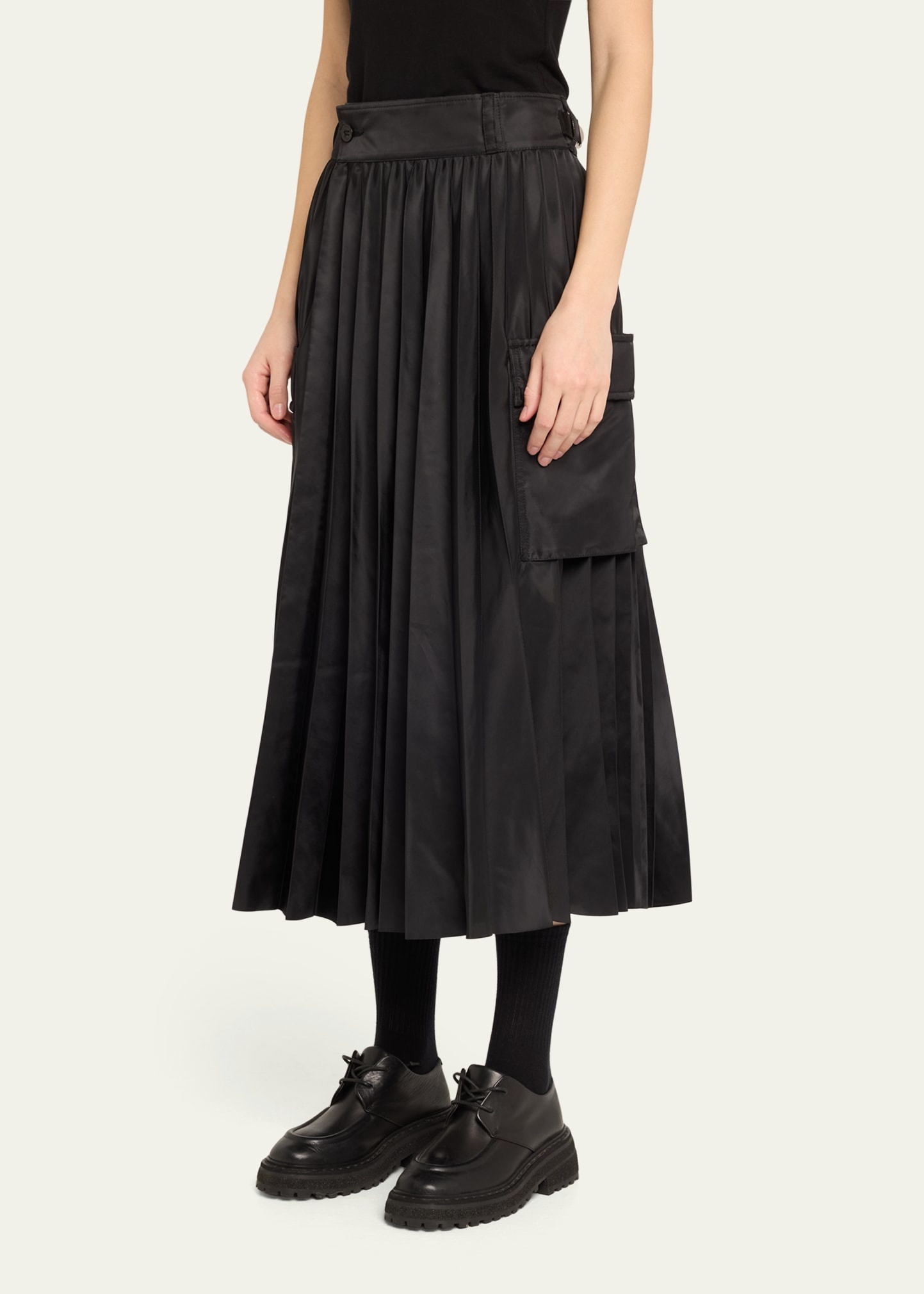 sacai Nylon Twill Pleated Cargo Skirt | bergdorfgoodman