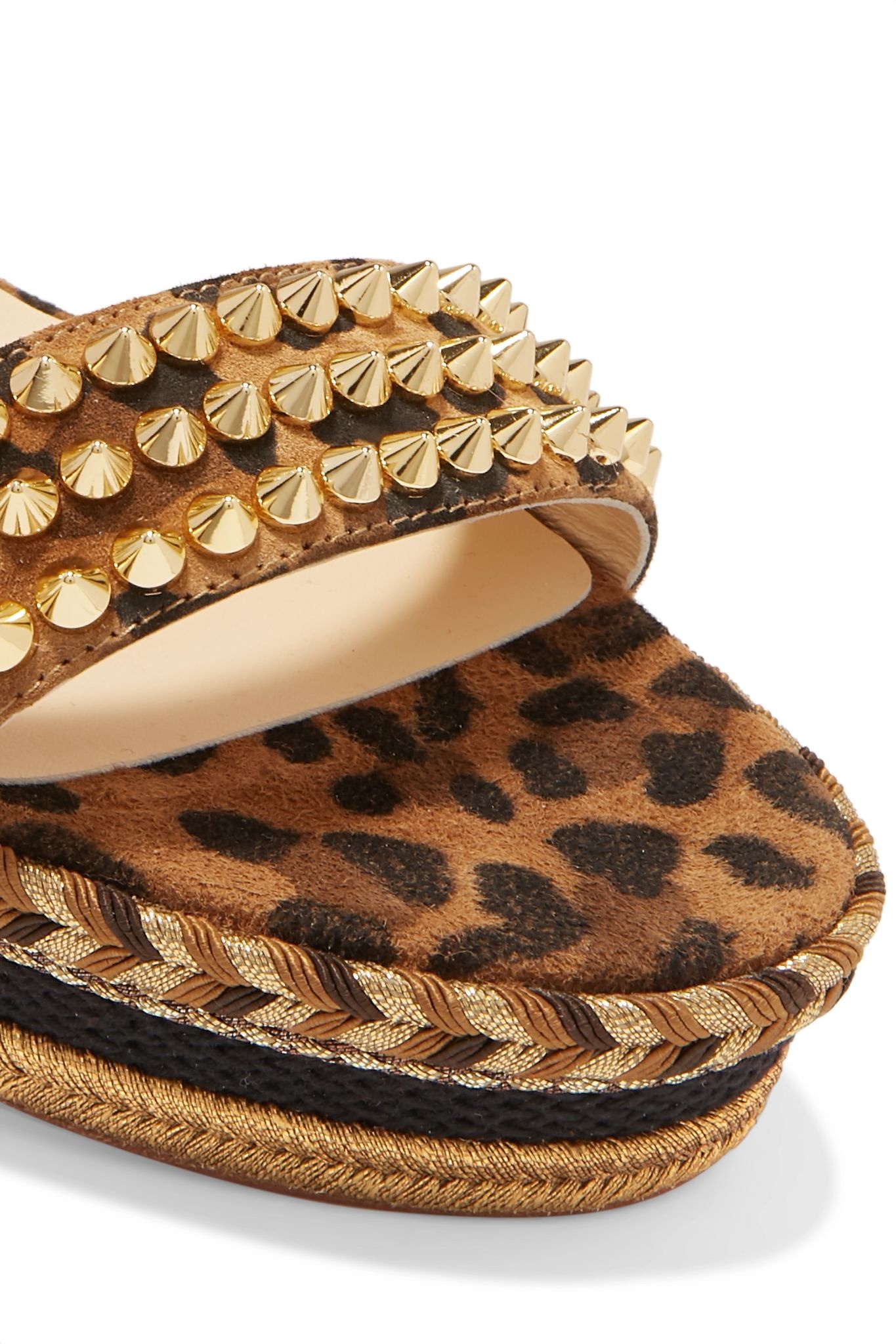 Madmonica 60 spiked leopard-print suede espadrille wedge sandals - 5