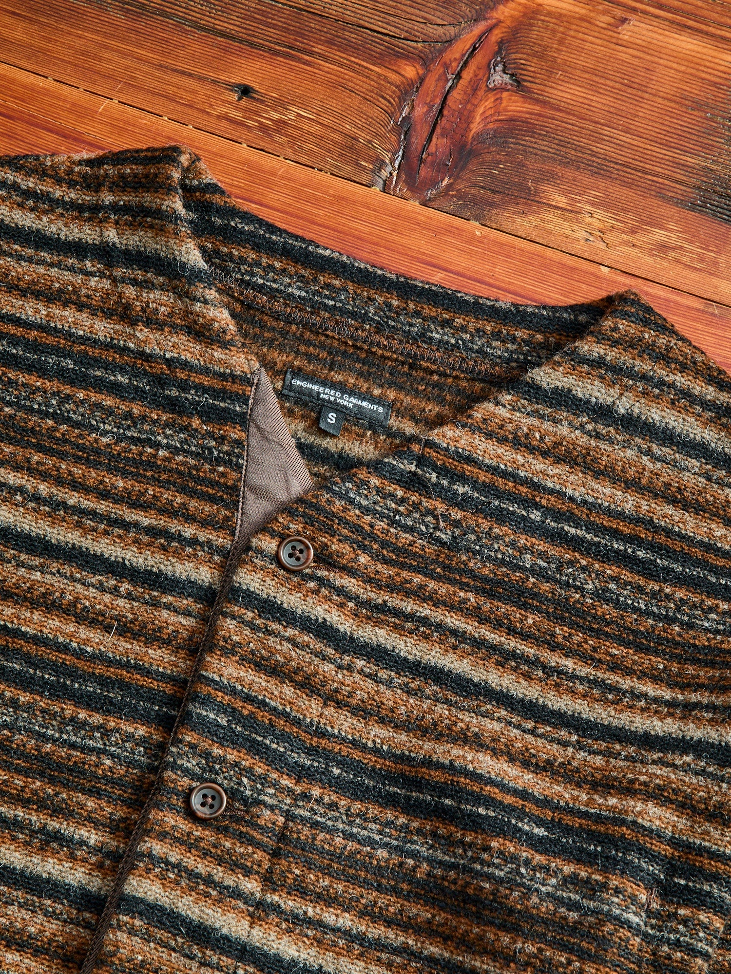 Fair Isle Knit Cardigan Sweater in Brown Stripe - 3