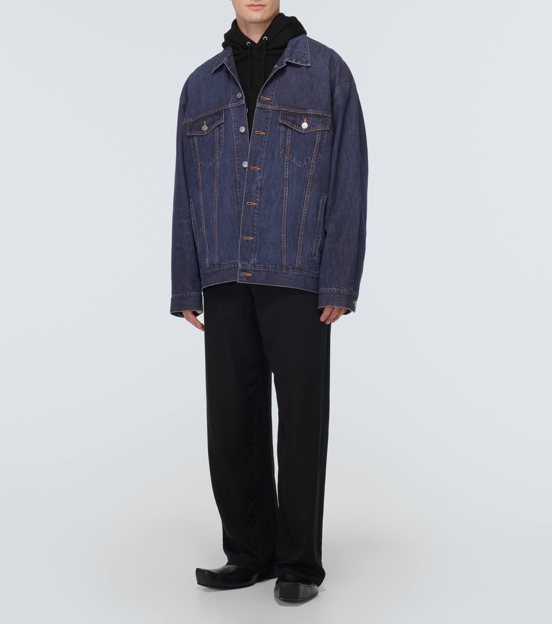 Oversized cotton and silk denim jacket - 2
