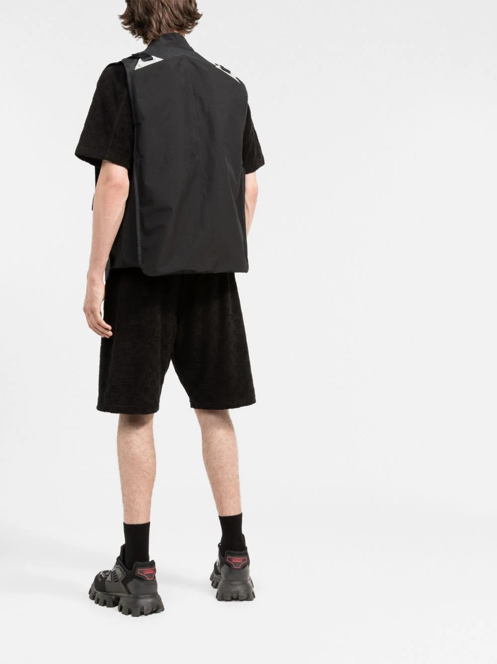 monogram towelling-finish track shorts - 4