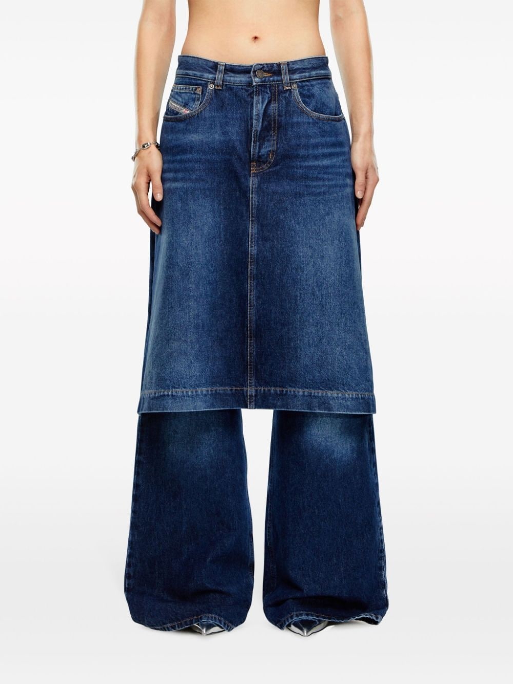 D-Syren wide-leg skirt-panel jeans - 3
