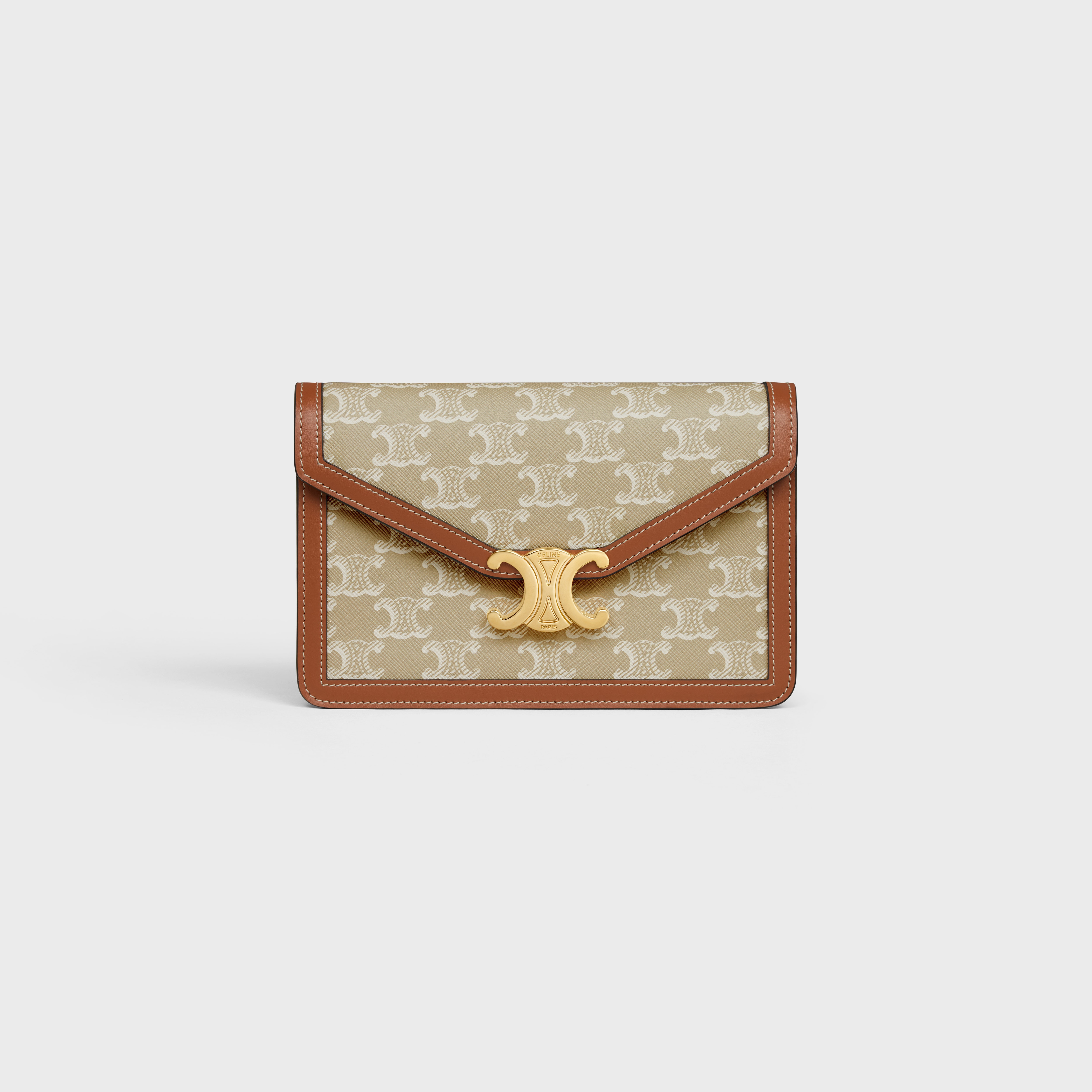 CELINE WALLET ON CHAIN MARGO in TRIOMPHE CANVAS AND CALFSKIN 