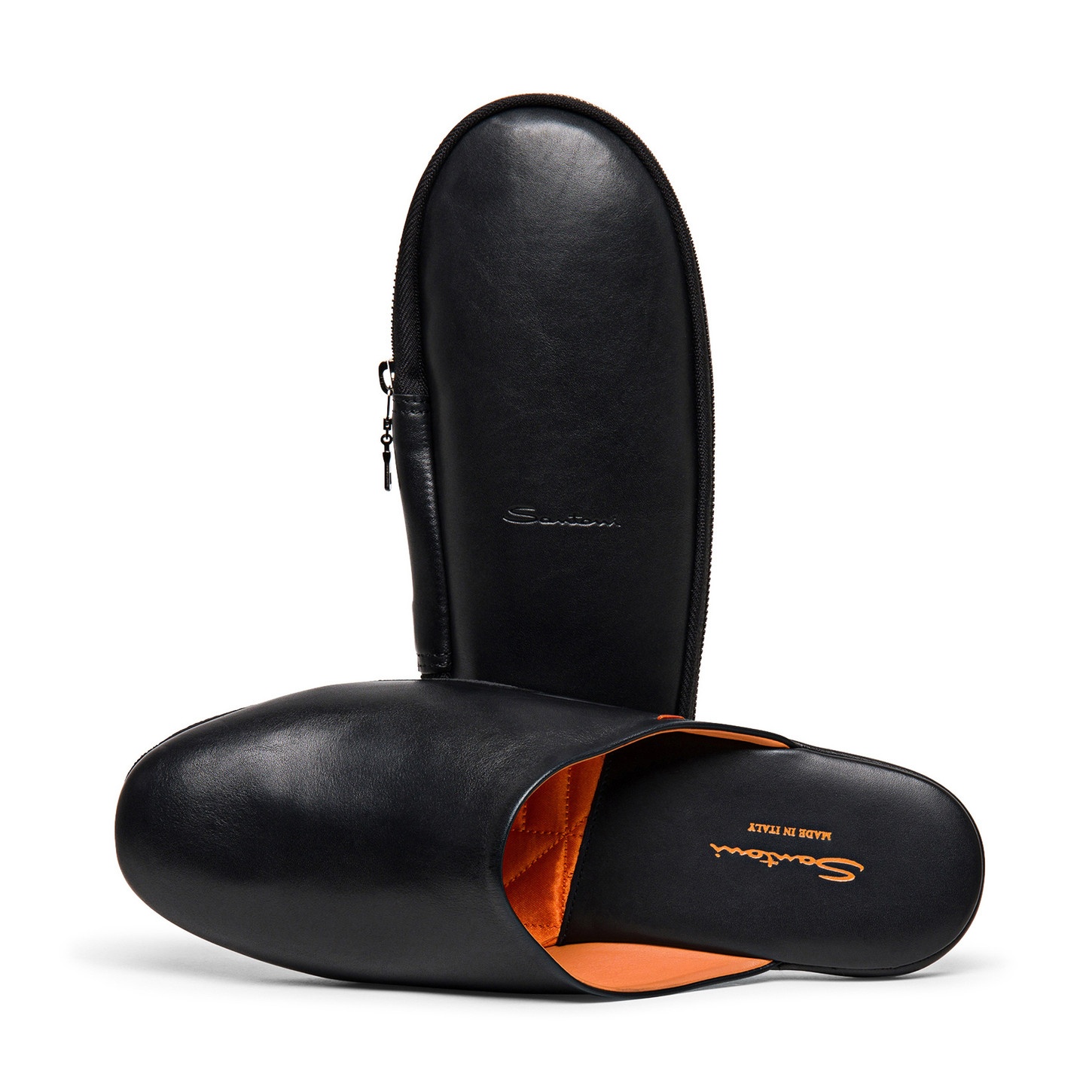 Men's black leather slipper - 5