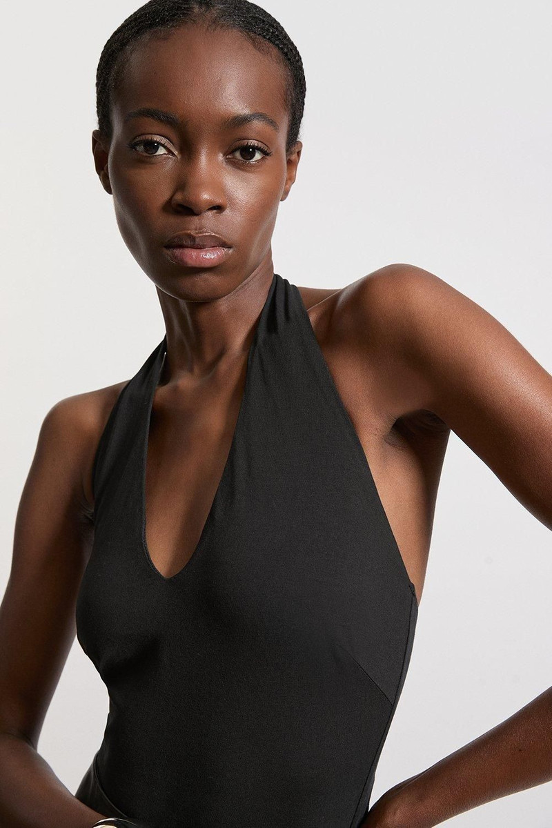 Stretch Cotton Jersey Halter Jersey Bodysuit 5
