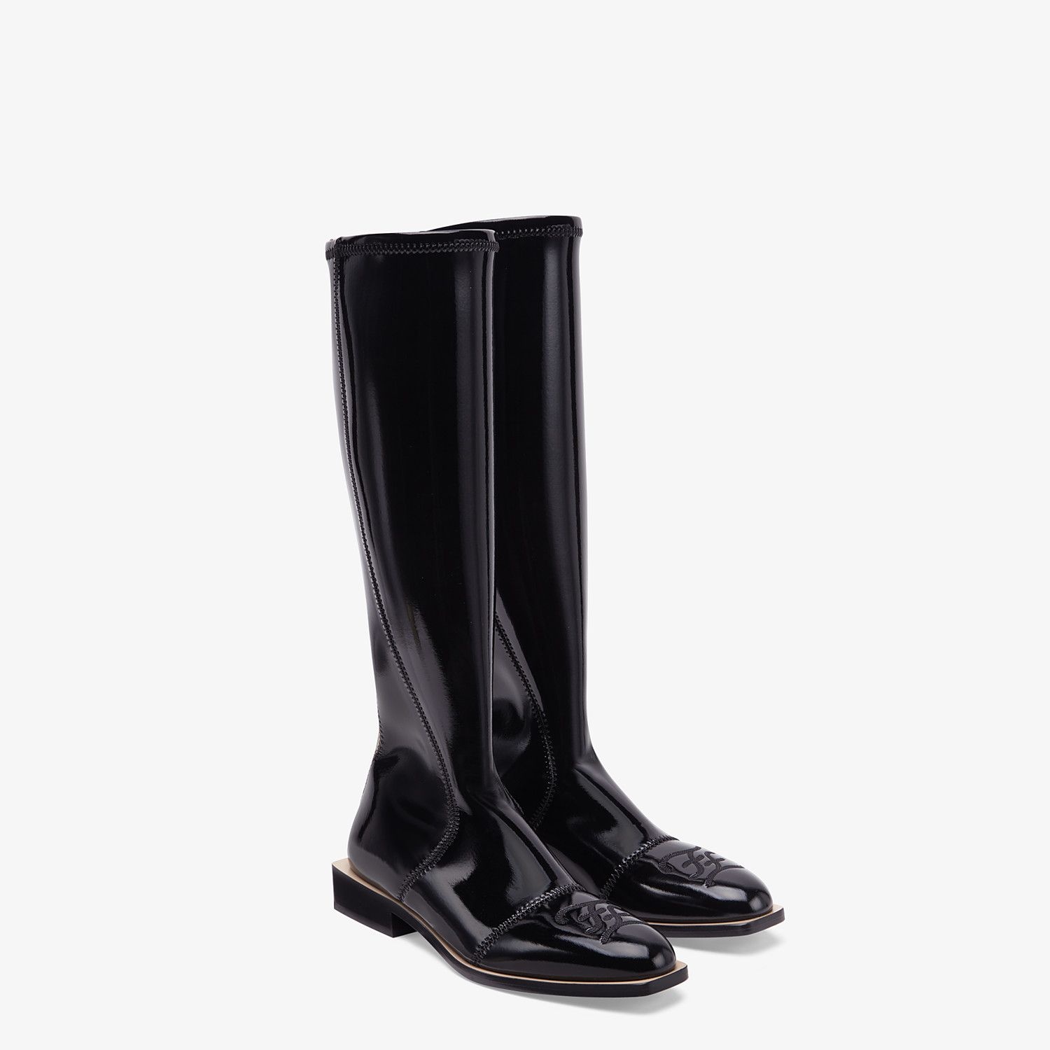 Glossy black neoprene boots - 4