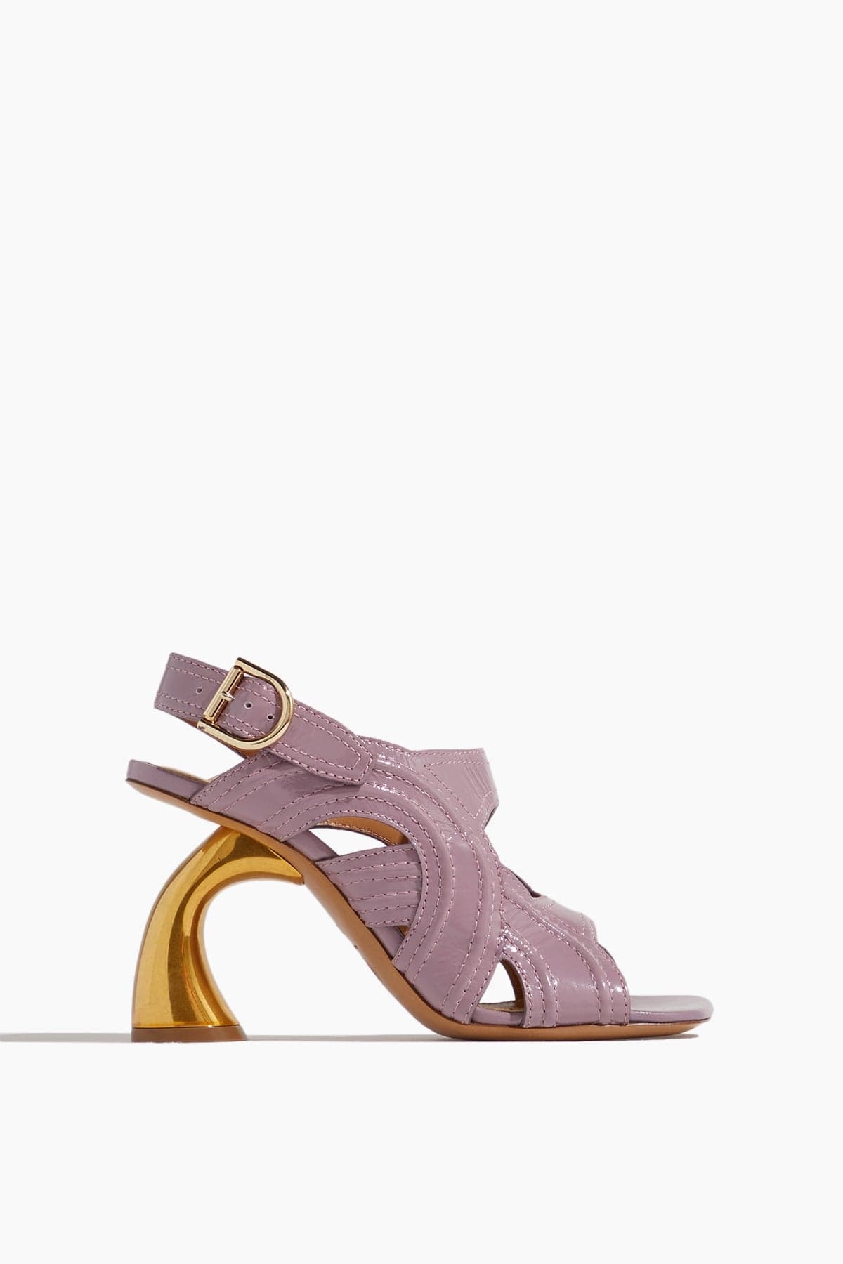 High Heel Sandal with Gold Heel in Lilac - 1