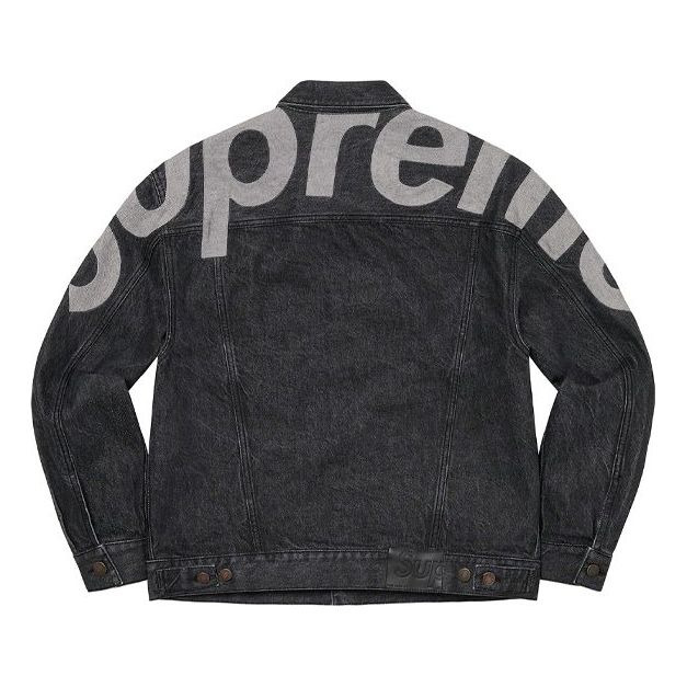 Supreme Inset Logo Denim Trucker Jacket 'Black Grey' SUP-SS22-070 - 2