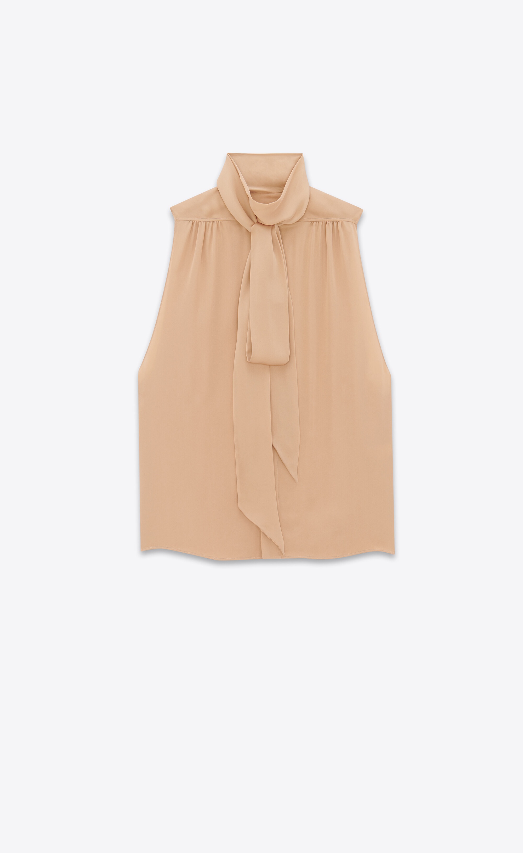 lavallière-neck tunic shirt in silk satin - 1