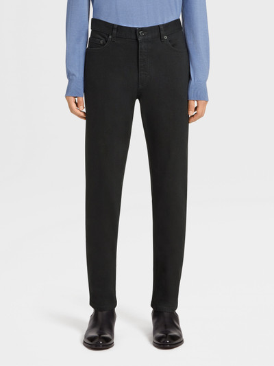 ZEGNA BLACK RINSE-WASHED COTTON ROCCIA JEANS outlook