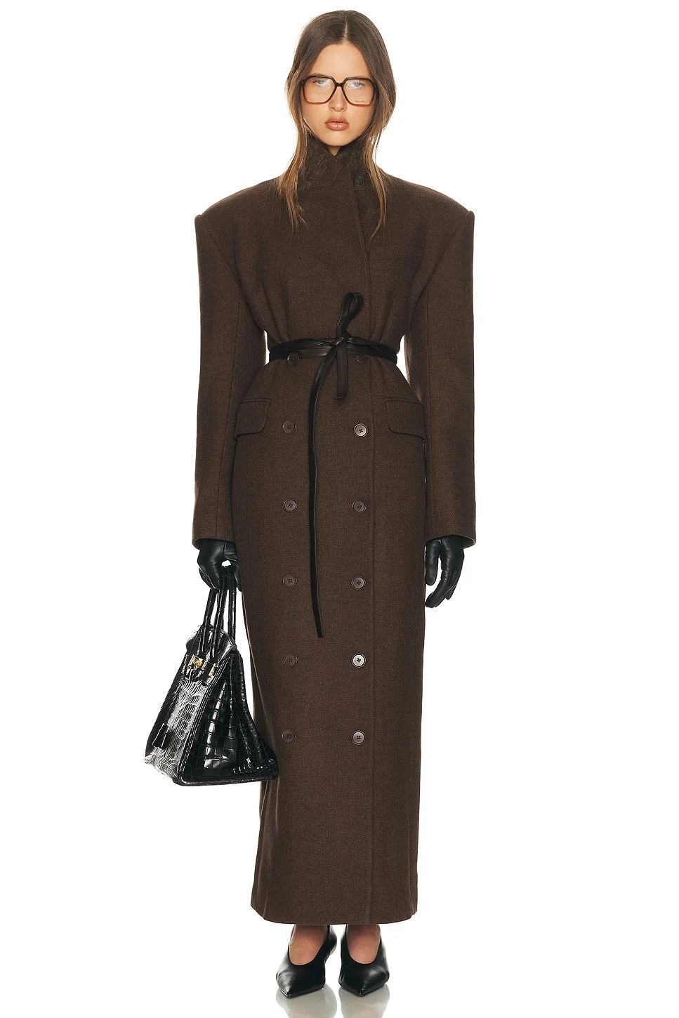 Italian Wool Blend Extra Long Coat - 1
