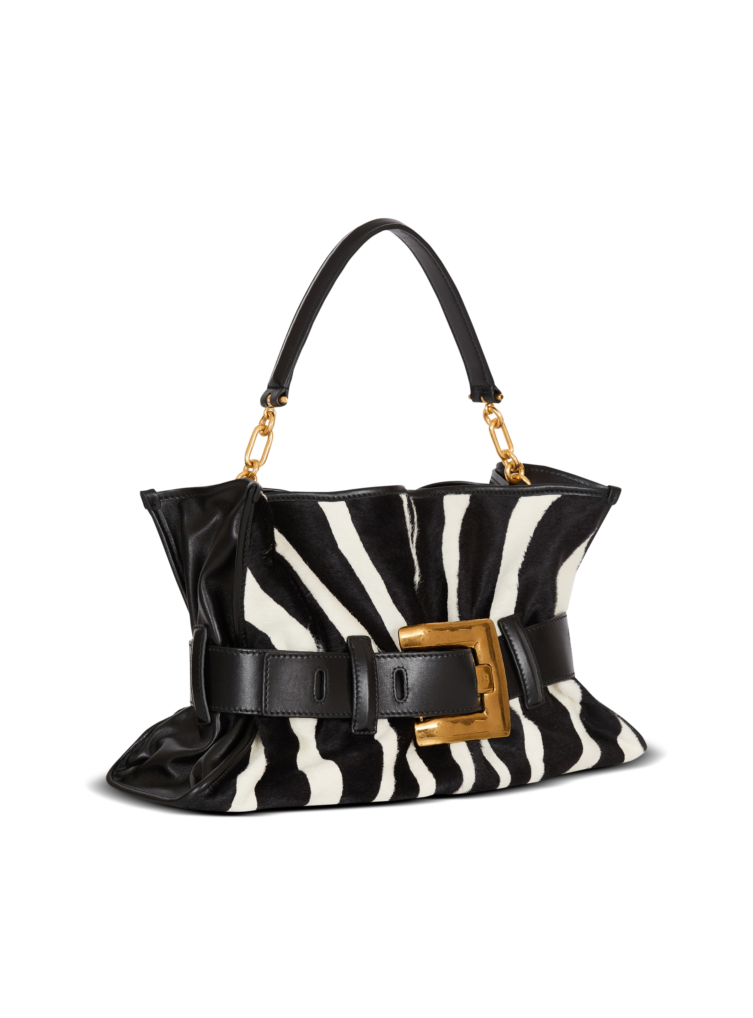 Medium Anthem bag in leather and zebra-print ponyskin - 3
