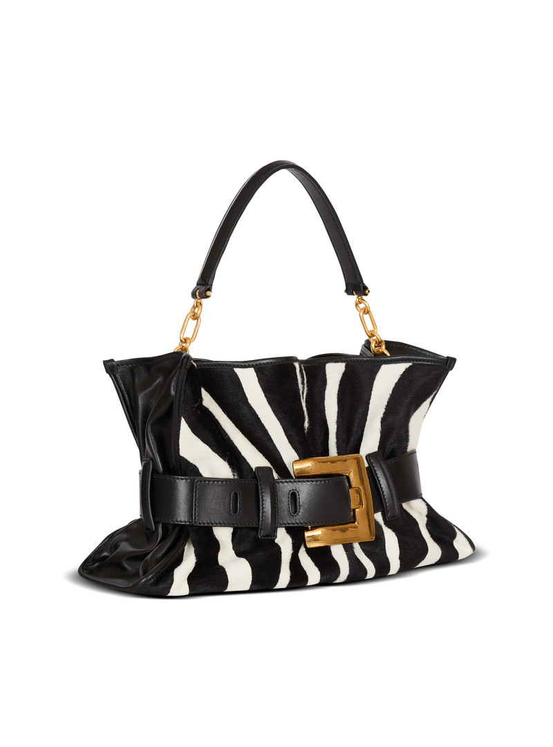 Medium Anthem bag in leather and zebra-print ponyskin 3