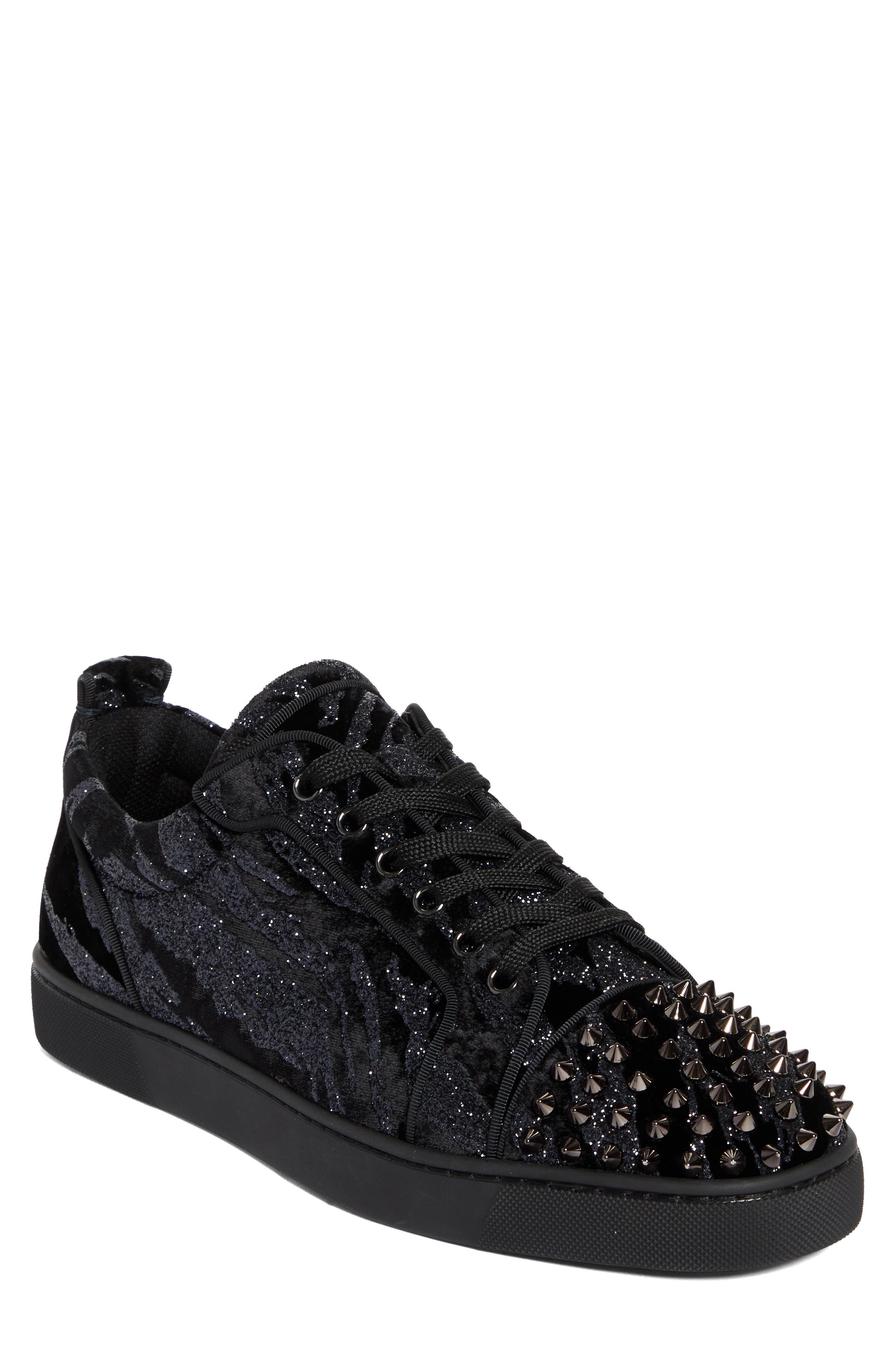 Christian Louboutin Louis Junior Spikes Orlato Sneaker in Black at Nordstrom - 1