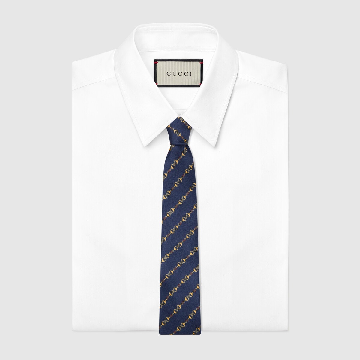Horsebit print silk tie - 2