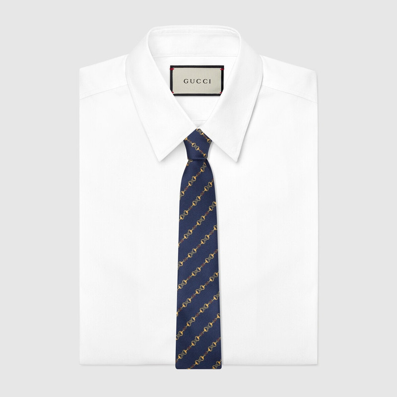GUCCI Horsebit print silk tie outlook