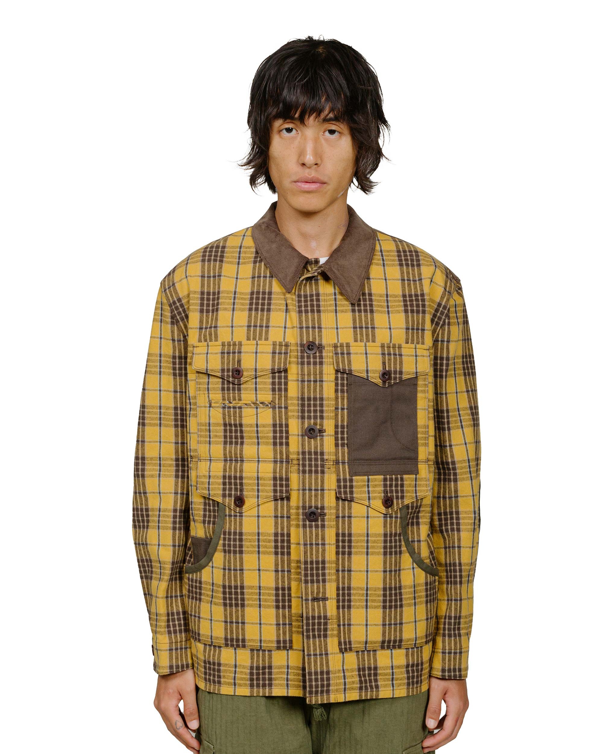 Cotton Flannel Check Blouson Yellow/Dark Brown - 2