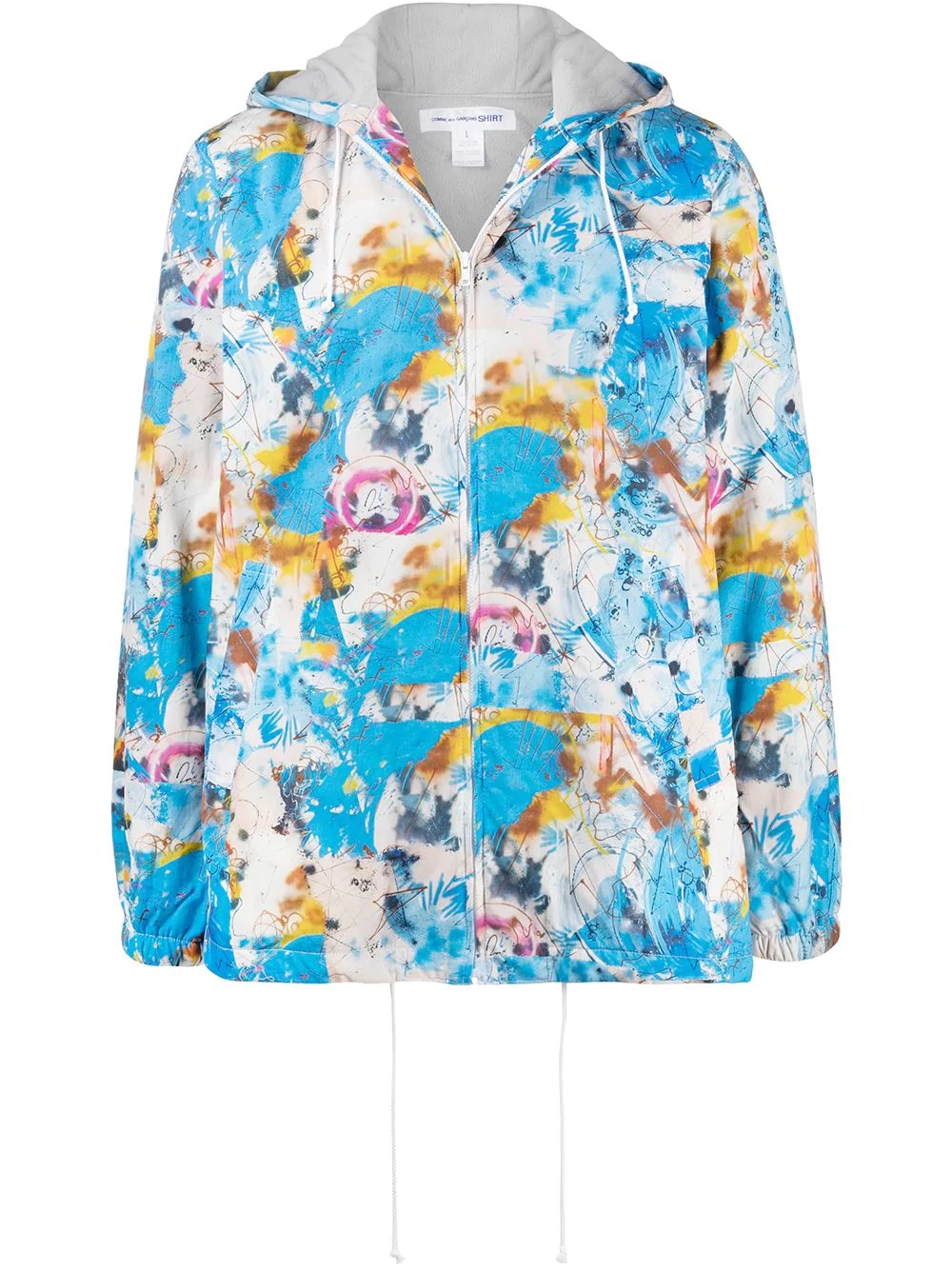 graffiti print hooded jacket - 1