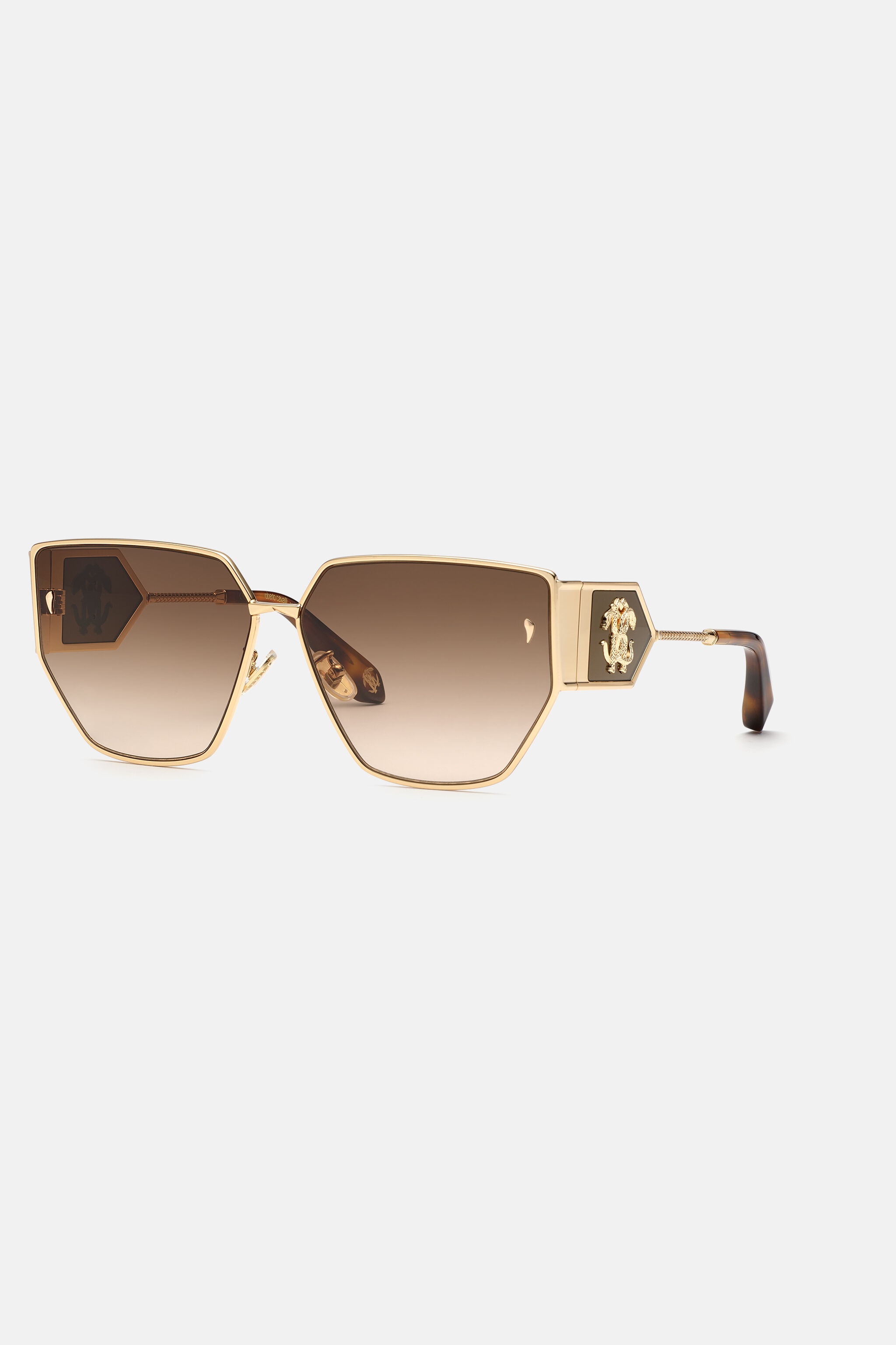 Sunglasses with wide shape front, metal fangs embellishment - 3