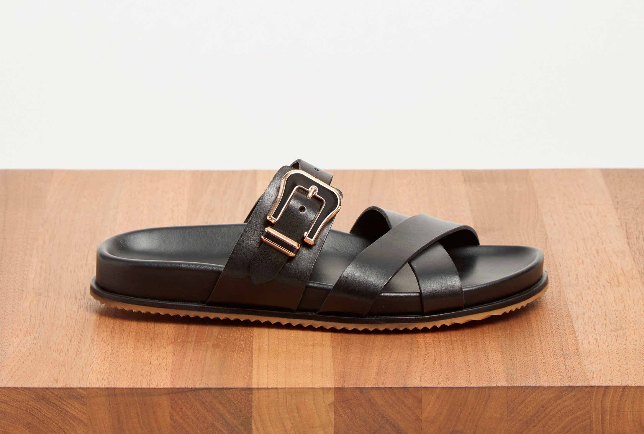 Circe Slide in Black Leather - 5