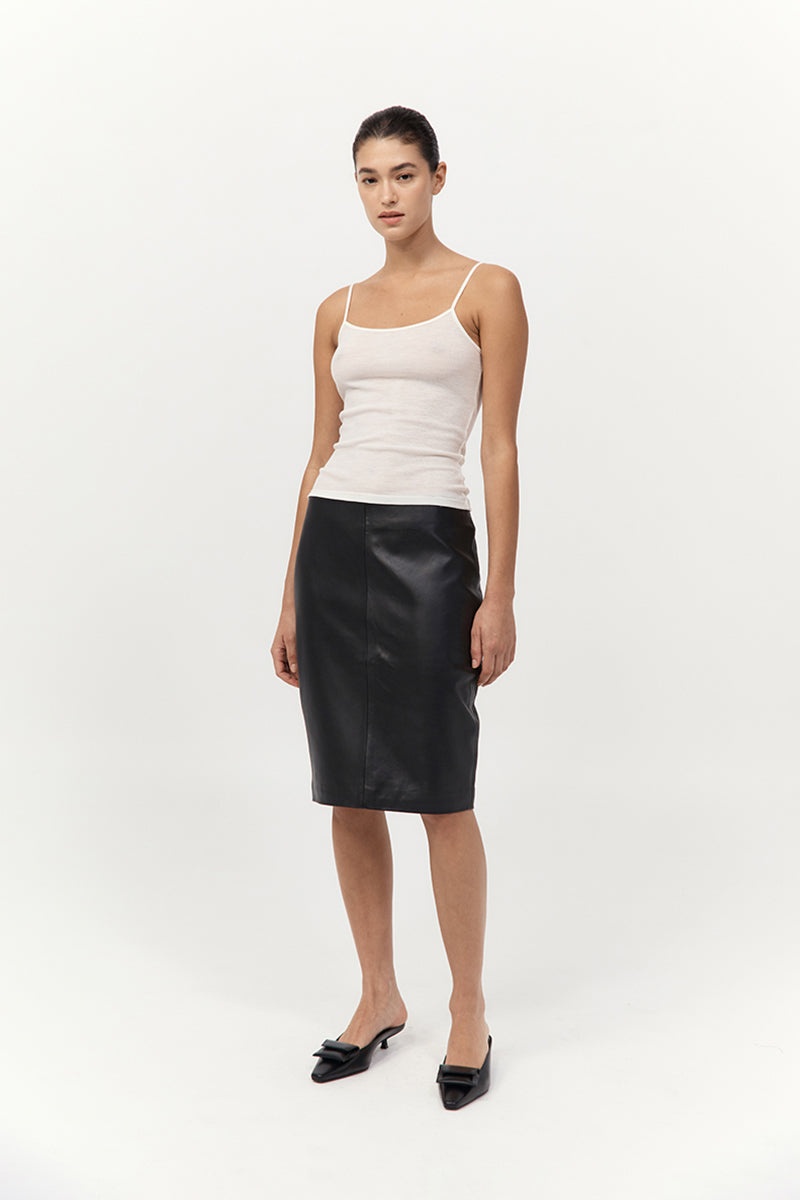 Leather Pencil Skirt - Black - 3