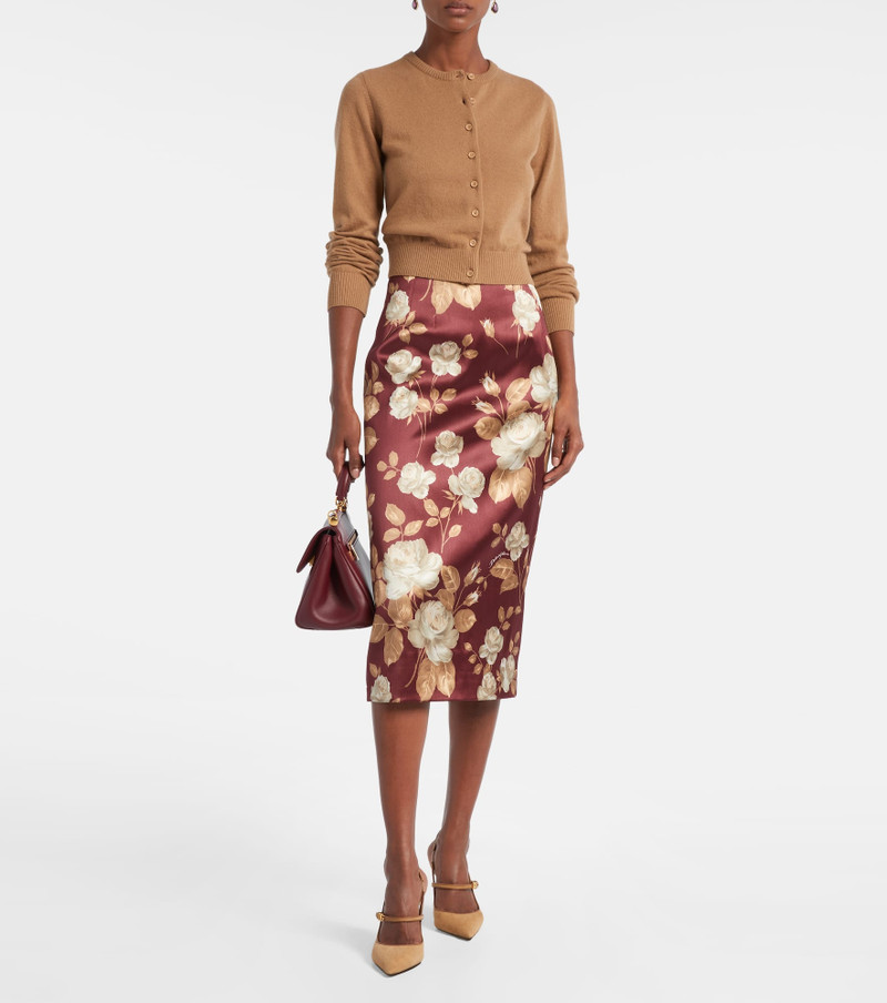 Dolce & Gabbana Floral high-rise satin midi skirt outlook