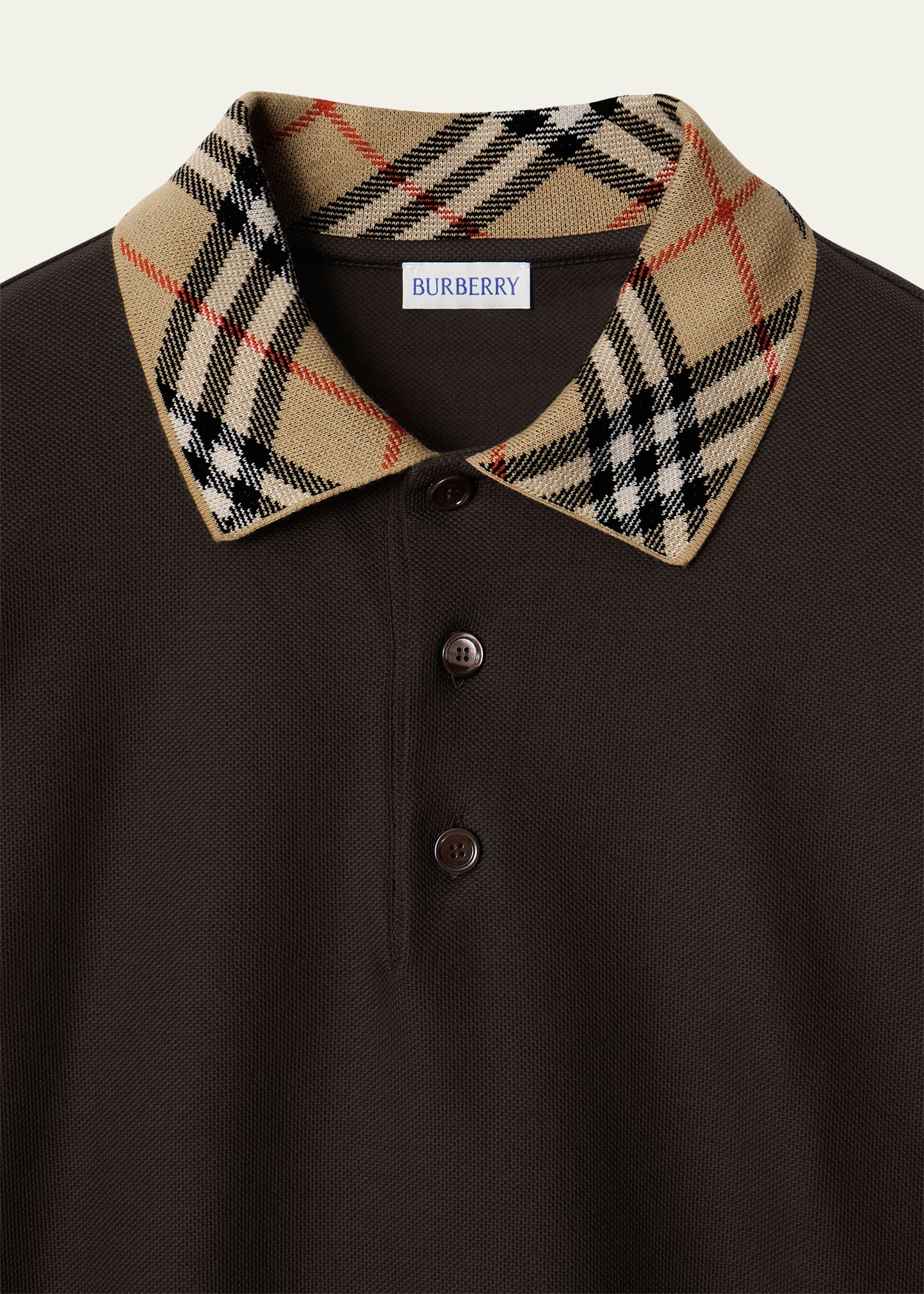Men's Slim Cotton Check-Collar Long-Sleeve Polo Shirt - 4