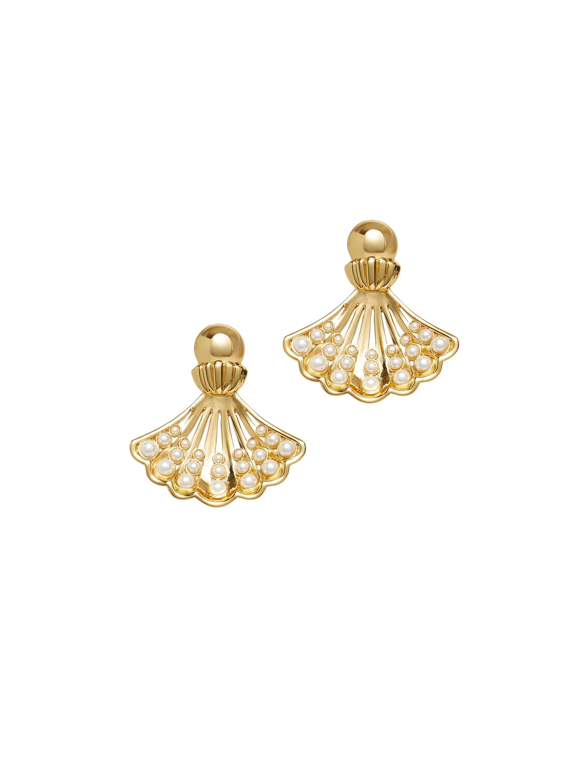 Women's Fan Shell 14K-Gold-Plated Stud Earrings - Gold - 1