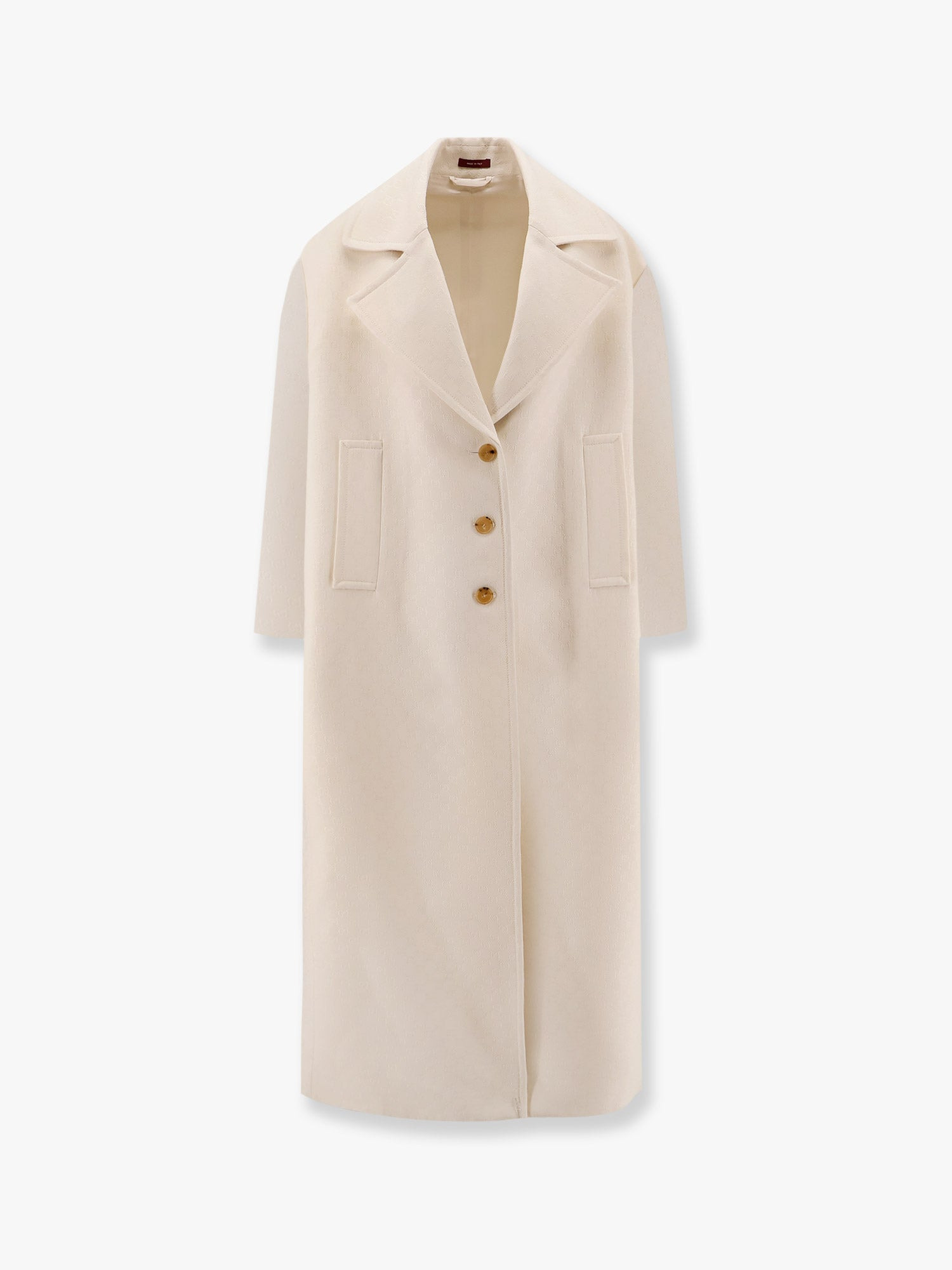 Wool And Silk Crepe Coat With All-Over Gg Motif - 1