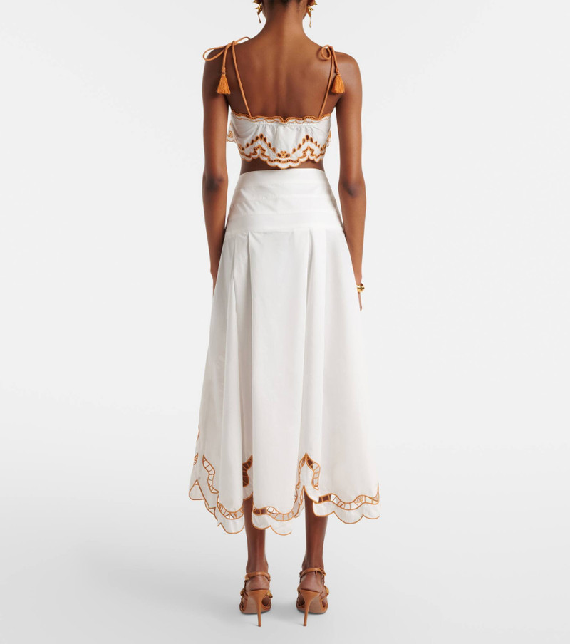 Embroidered cotton midi skirt 3