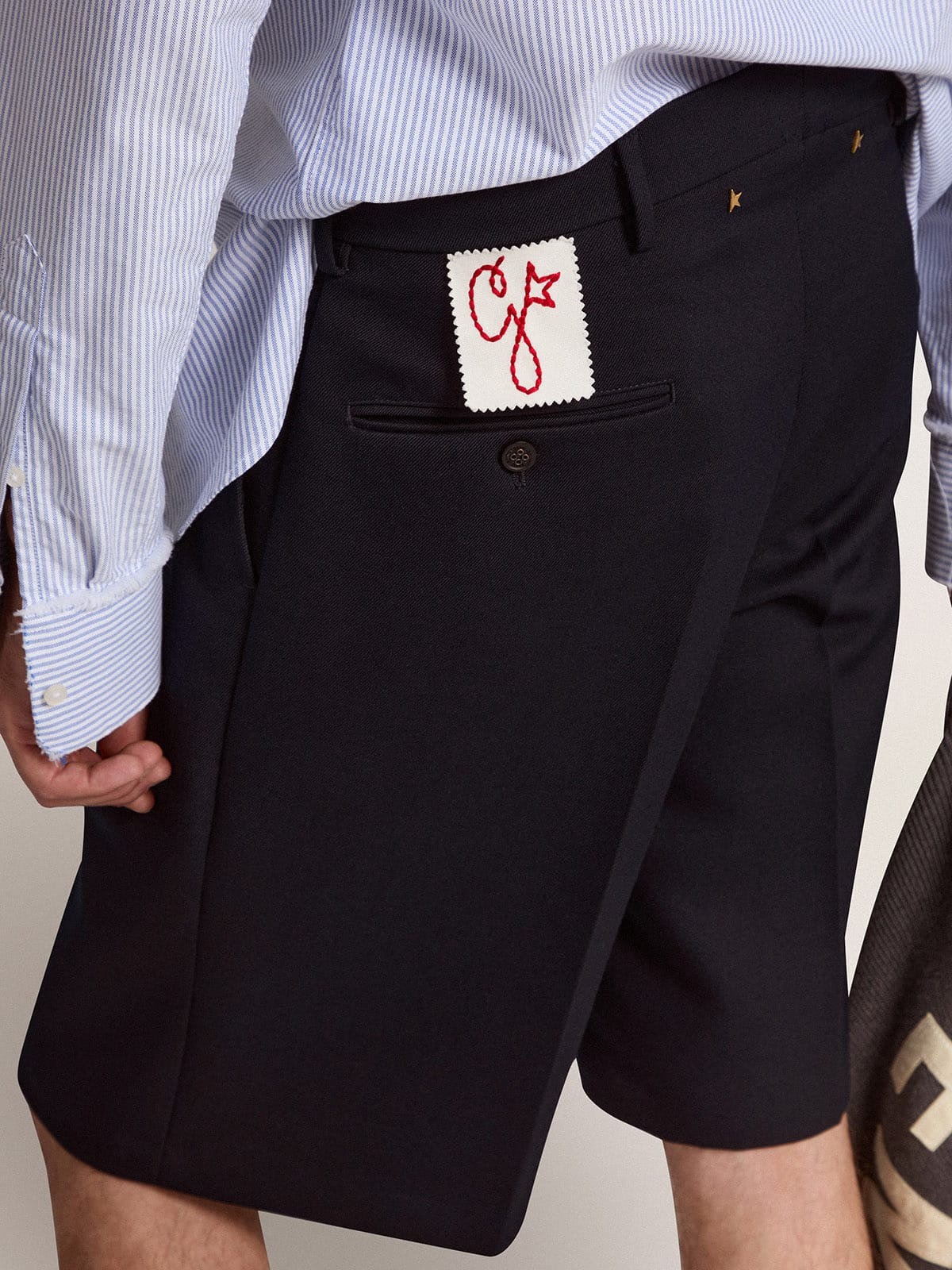 Men's bermuda shorts in dark blue wool - 6