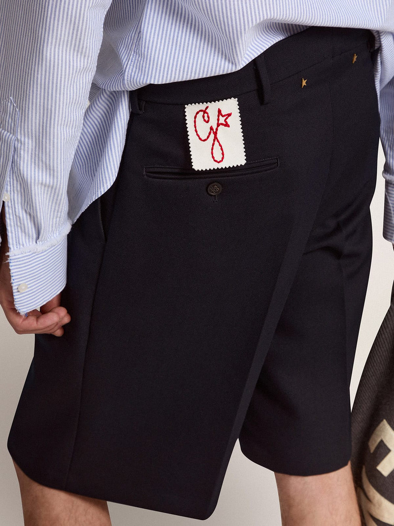 Men's bermuda shorts in dark blue wool 6