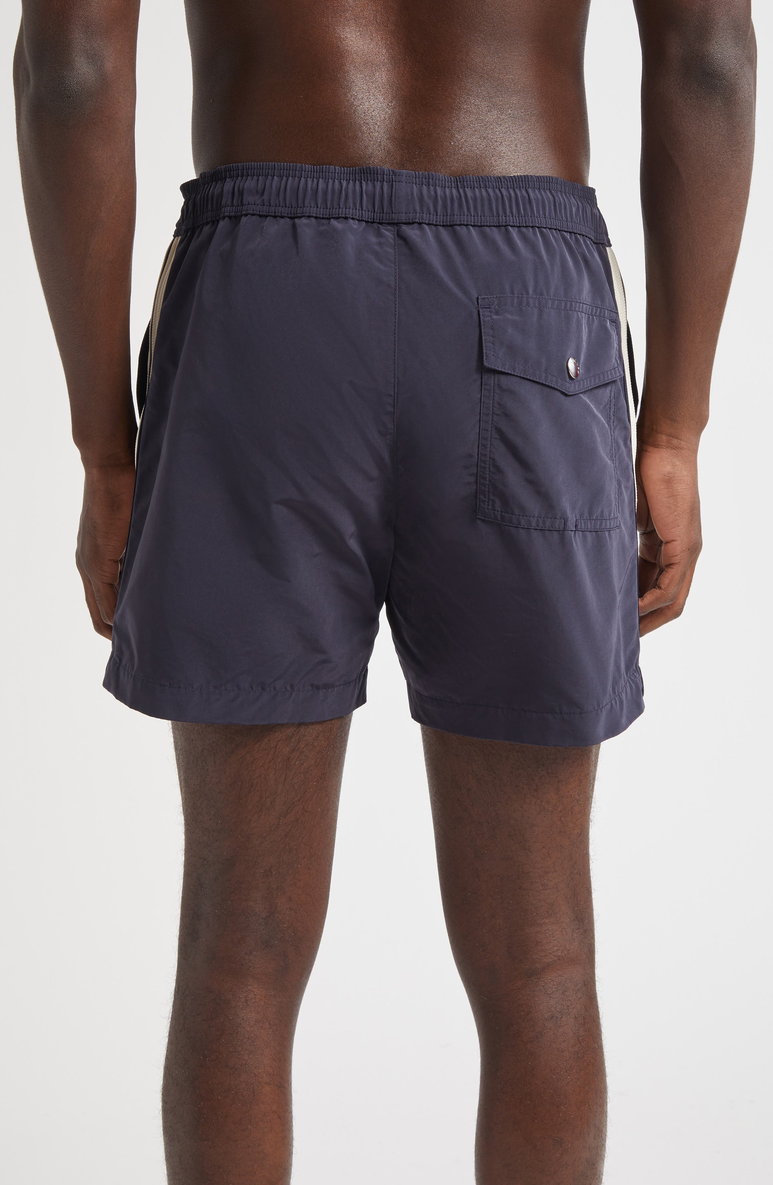 Moncler Side Stripe Swim Trunks in Navy Blue at Nordstrom - 2