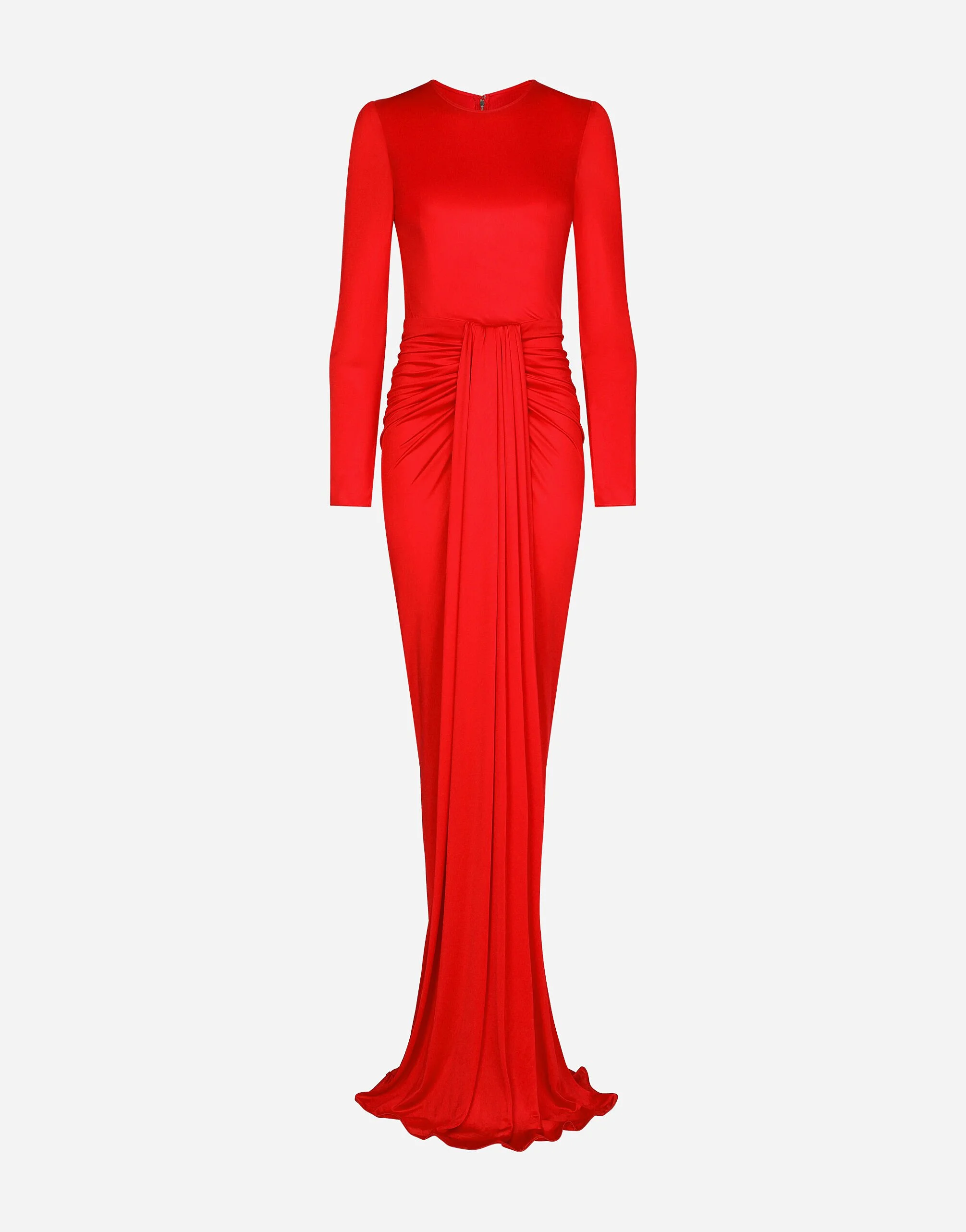 Long organzine dress with draping - 1