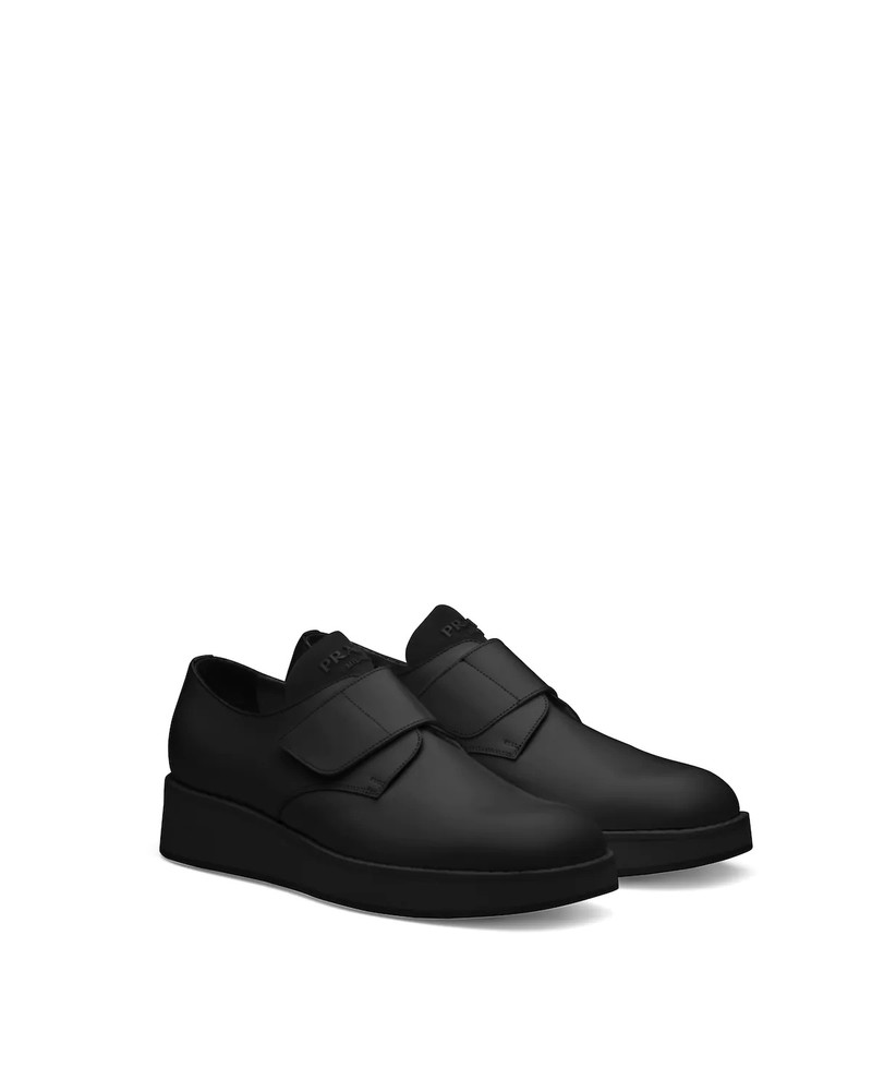 Brushed leather Derby shoes with strap 1