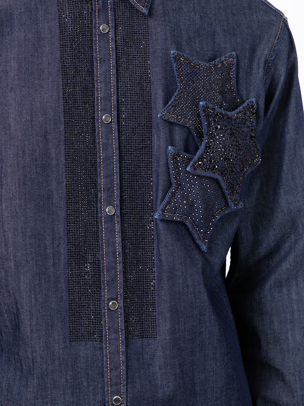 star patch denim shirt - 5