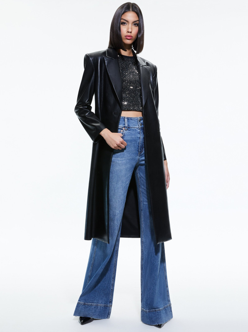 Alice + Olivia FIERRO VEGAN LEATHER LONG BLAZER outlook