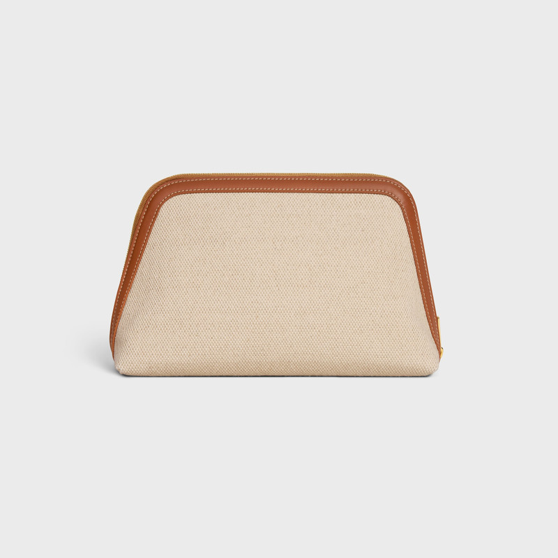 MEDIUM COSMETIC POUCH IN TEXTILE WITH TRIOMPHE AND CALFSKIN 3