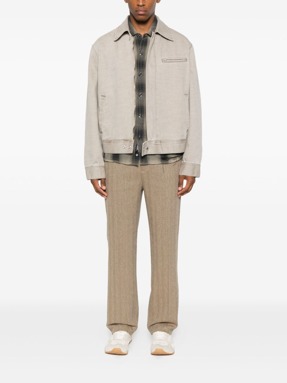 textured linen-blend trousers - 2