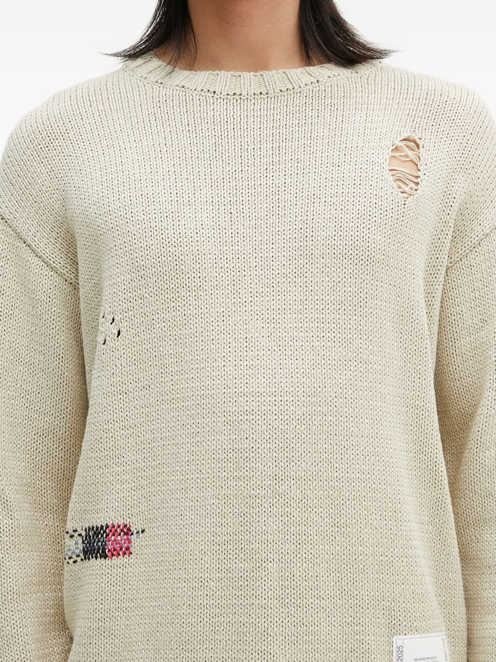 distressed embroidered sweater - 5