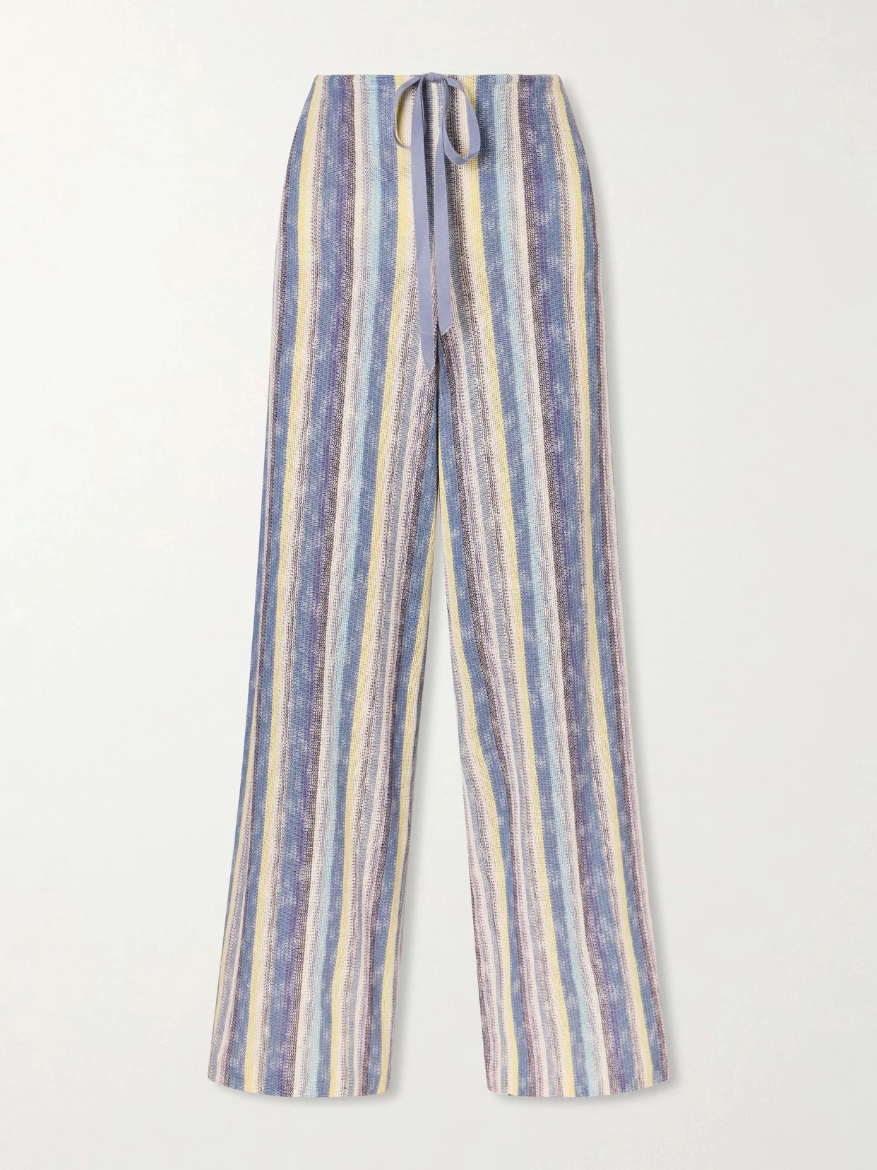 Serape Striped Crocheted Cotton-blend Wide-leg Pants - 1