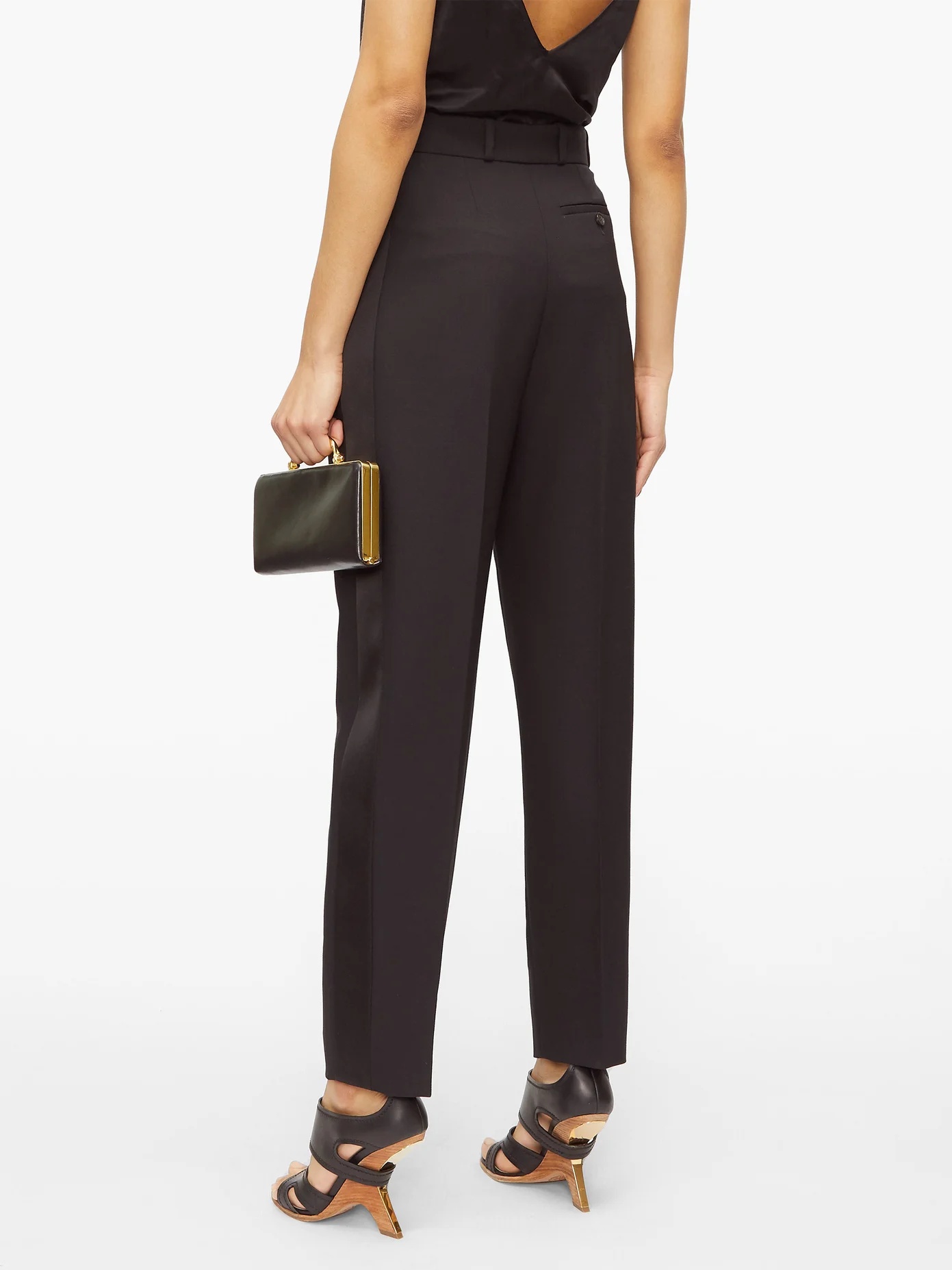 Satin-stripe tapered tuxedo trousers - 5