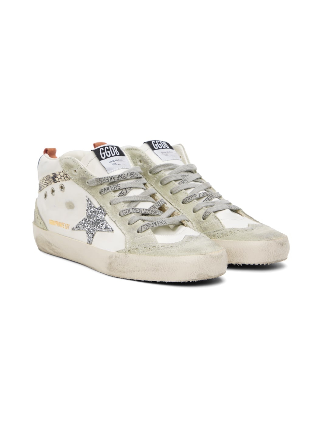 SSENSE Exclusive White & Gray Mid Star Sneakers - 4