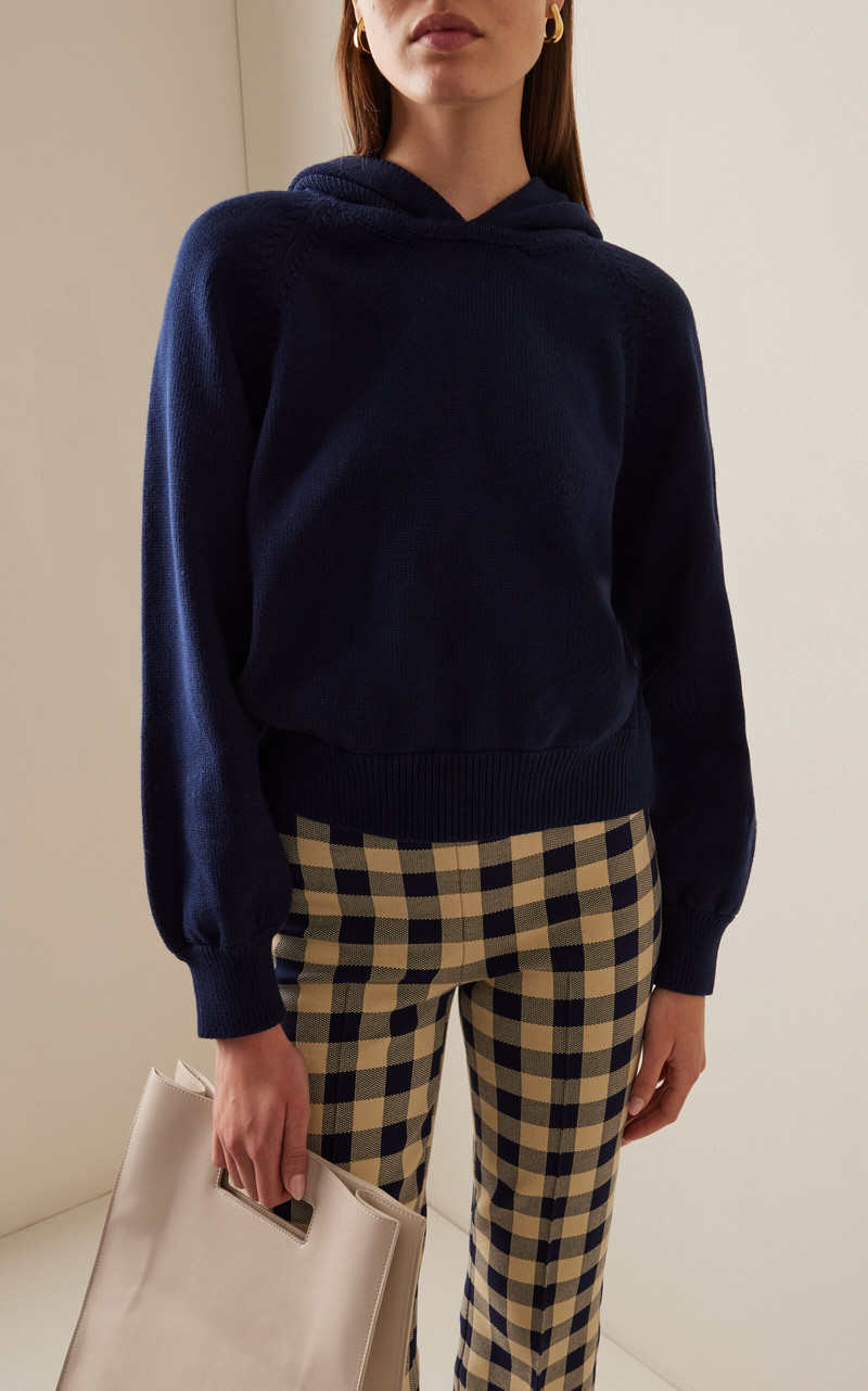 HIGH SPORT Park Hooded Knit Cotton Sweater navy outlook