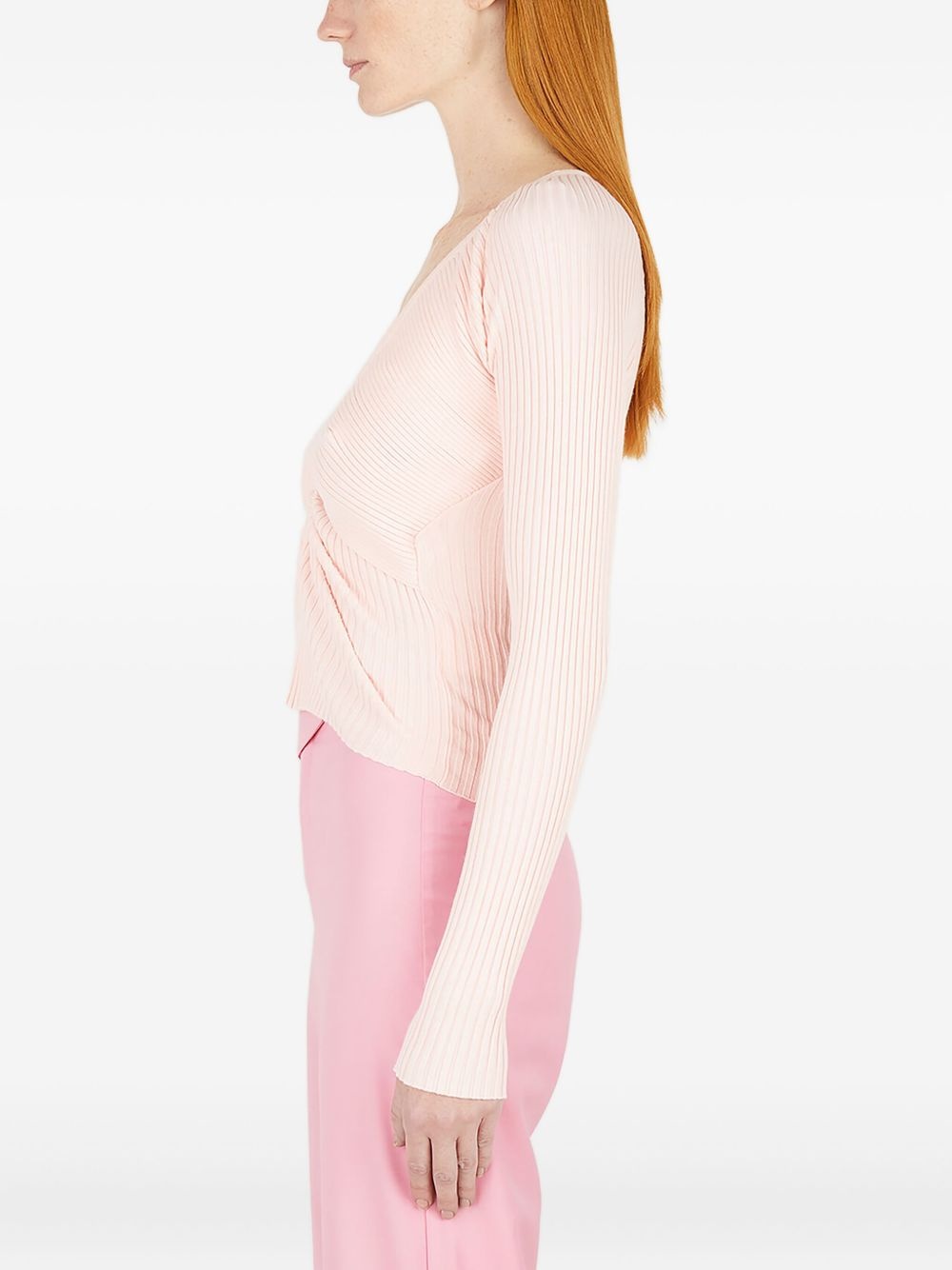 ruched-panel V-neck T-shirt - 3