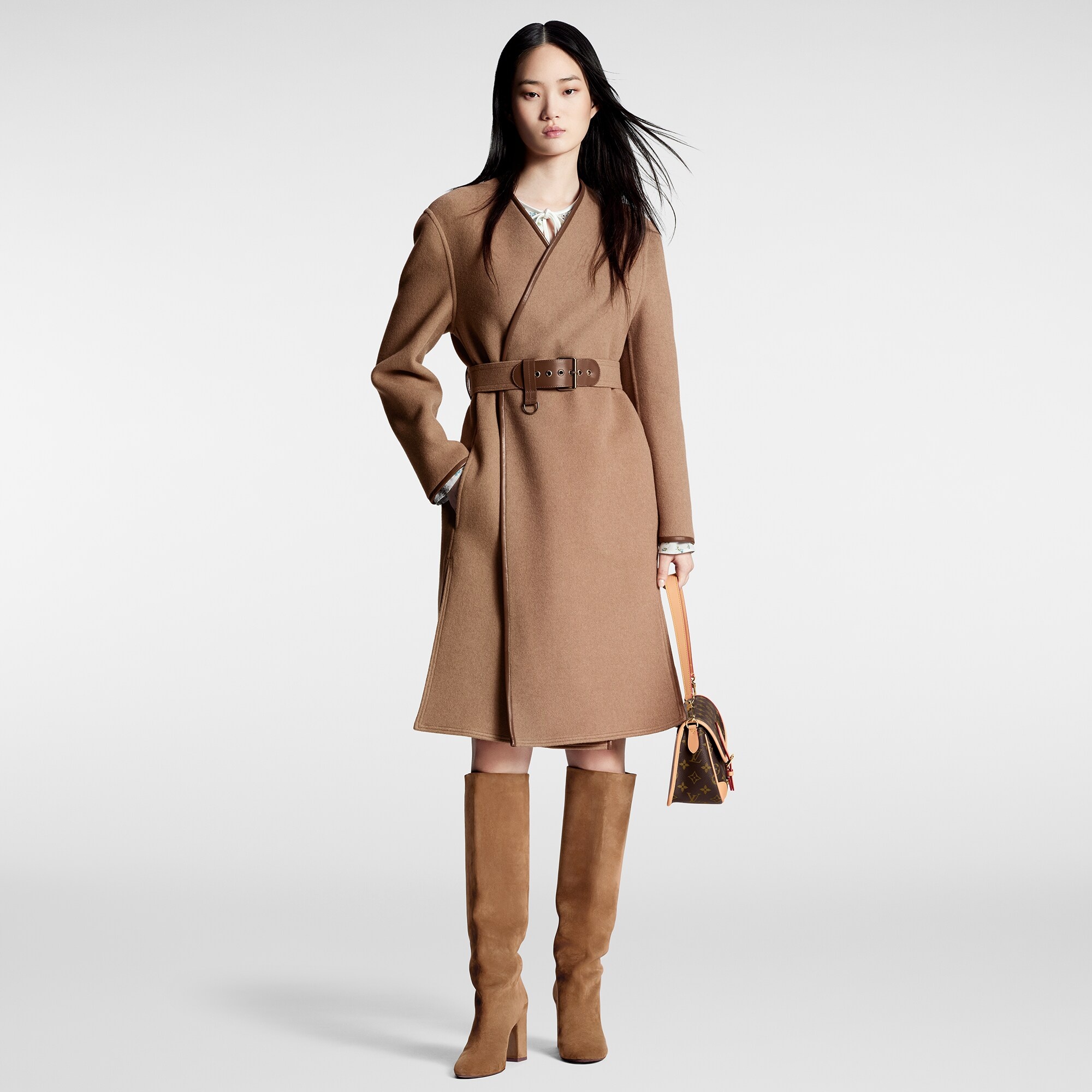 Long Belted Wrap Coat - 4