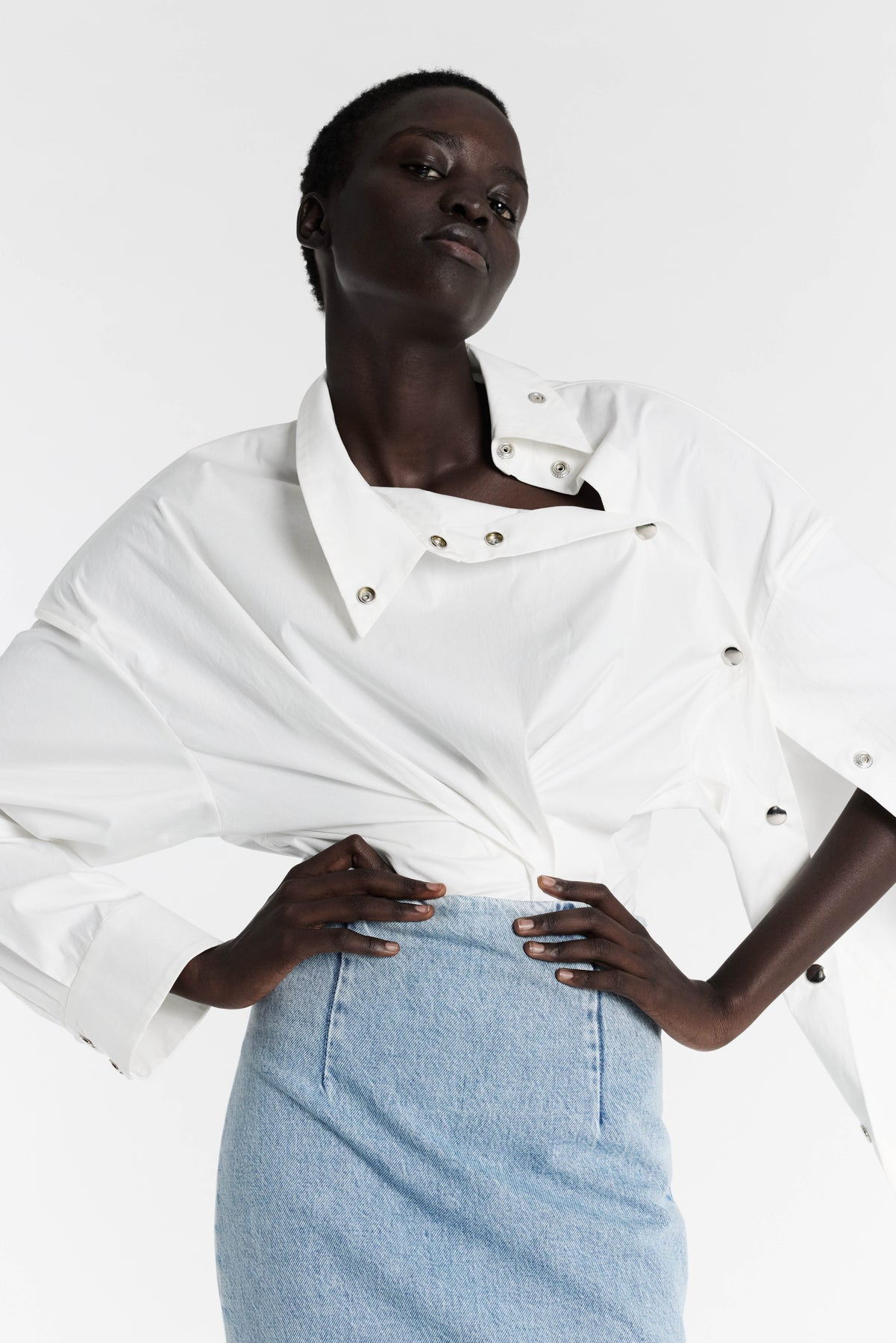 ASYMMETRIC COLLAR SHIRT WHITE - 6