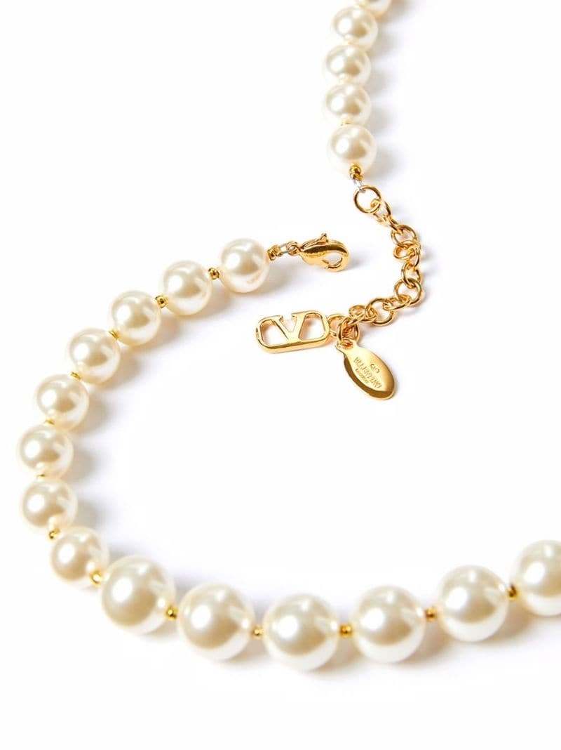 VLogo pearl necklace - 4
