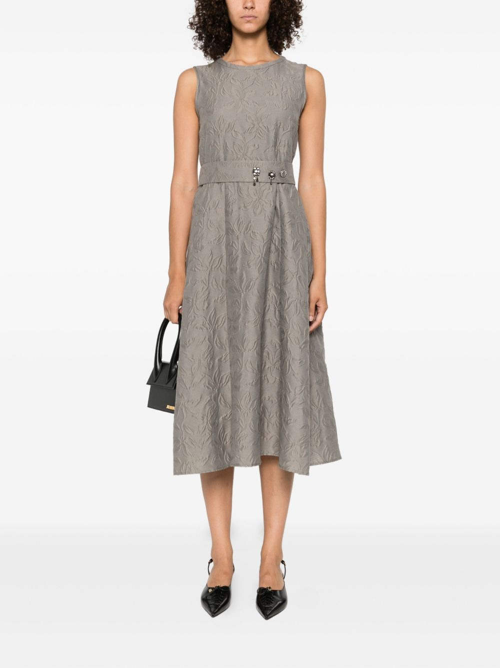 Timeless floral-embellished belted midi dress - 2
