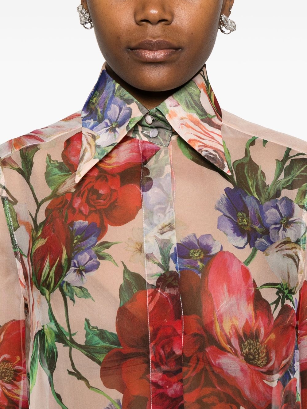 Camellia-print shirt - 5